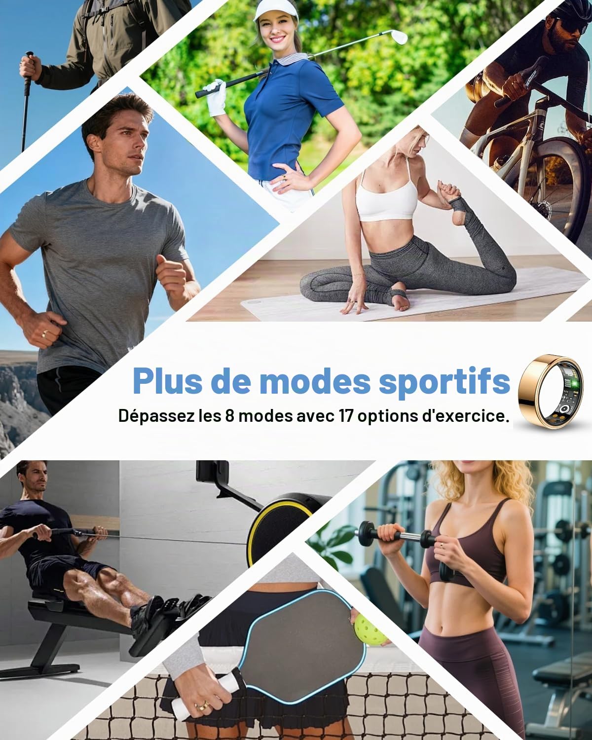 Benio Bague intelligente Gen4, mise à niveau 2026, anneau de santé intelligent pour homme et femme avec moniteur de fréquence cardiaque, oxygène dans le sang, surveillance du sommeil, comptage des pas