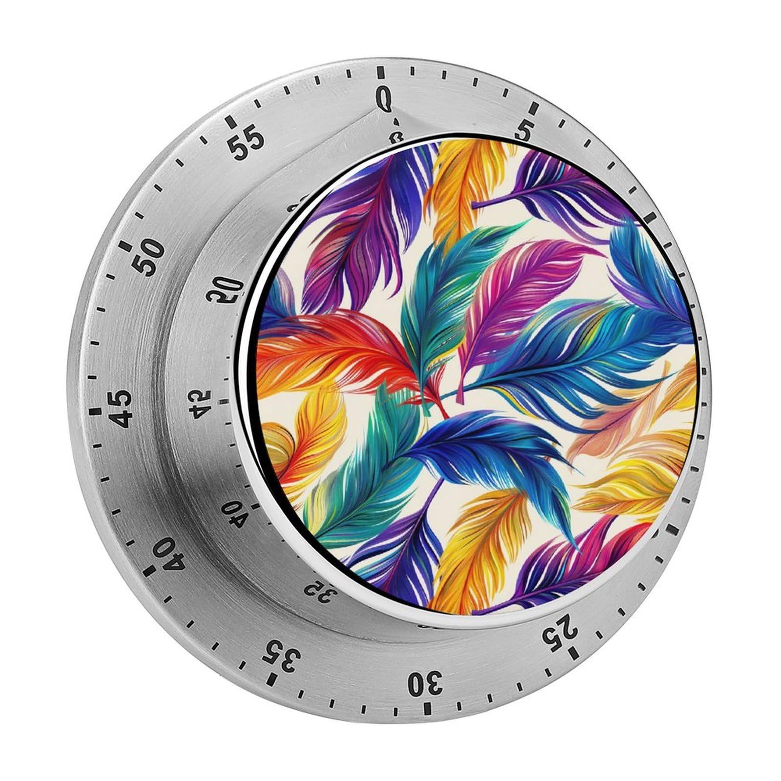 Colorful Feather Kitchen Timer Magnetic Countdown Countup Timer for Cooking Baking 8x8cm