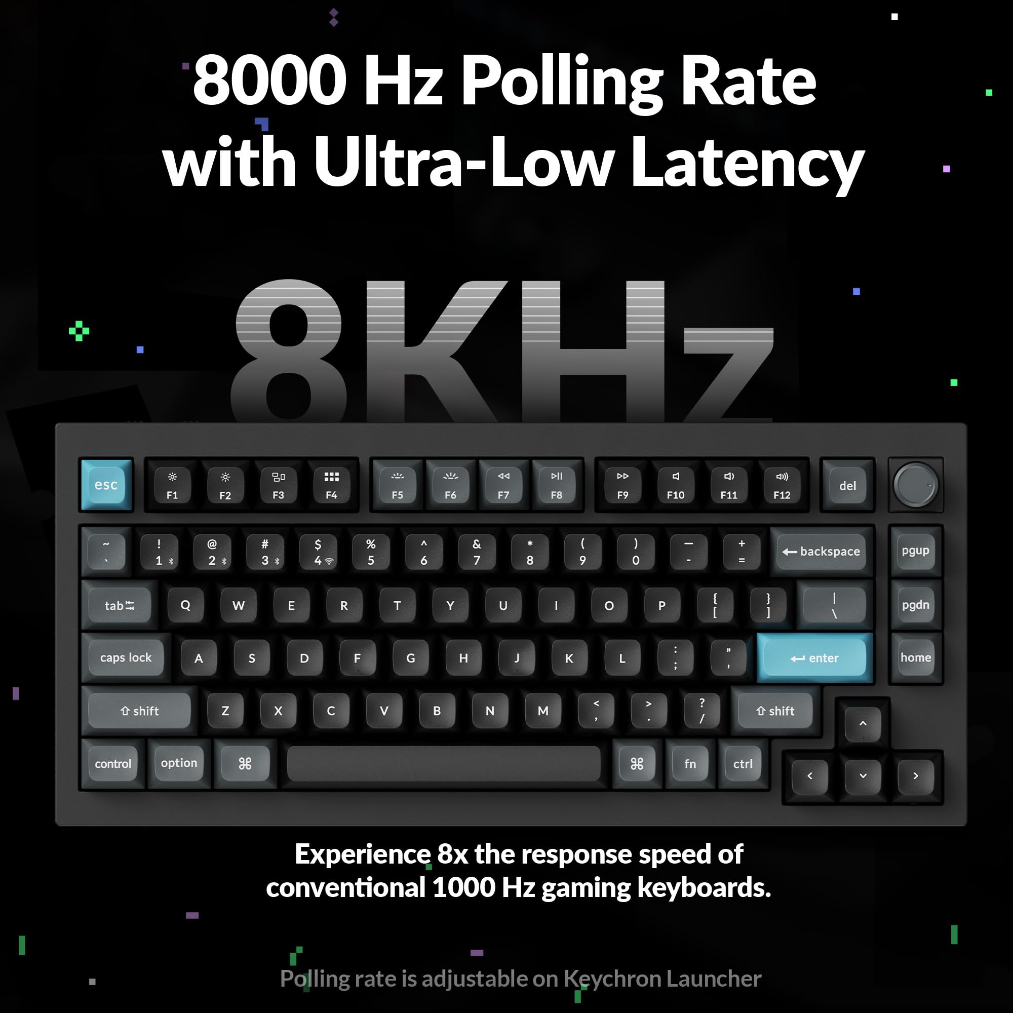 Keychron Teclado mecânico Q1 Ultra 8K 75% sem fio, taxa de