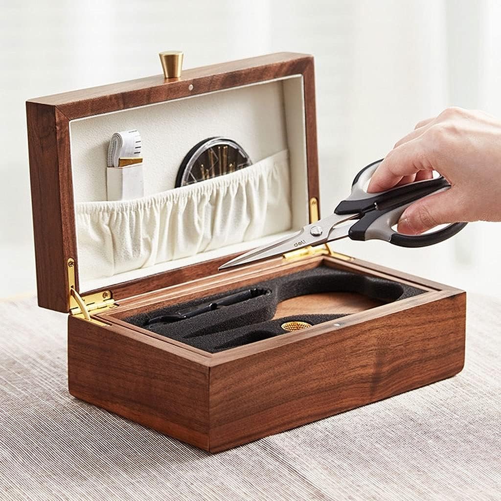 JSEIAJB Wooden Needlework Box Household Portable Multi-Function Set Hand Sewing Hook Tool