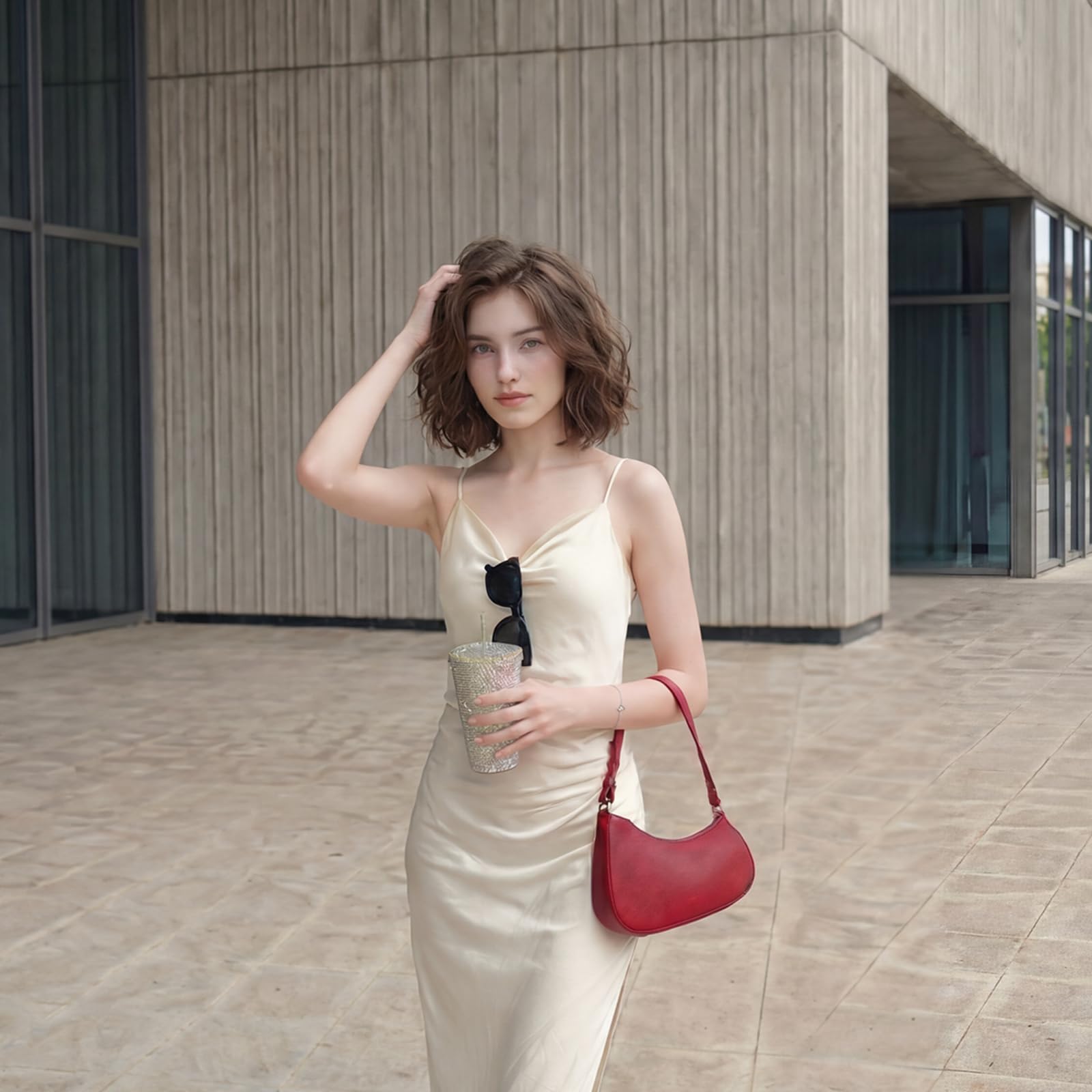 Petit Sac à Main élégant en Forme de Demi-lune Pour Femme, Sac à Main de Sortie, Sac à Bandoulière Réglable
