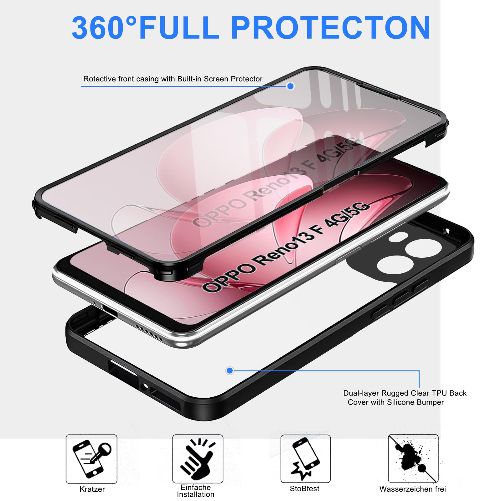XINYEXIN Silicone Cover per Oppo Reno 13F 5G 4G / Reno 13 FS 5G 4G, Custodia Cellulare Onda Cornice Forma Riccia Carina, Antiurto Ondulata Bumper Case - Viola