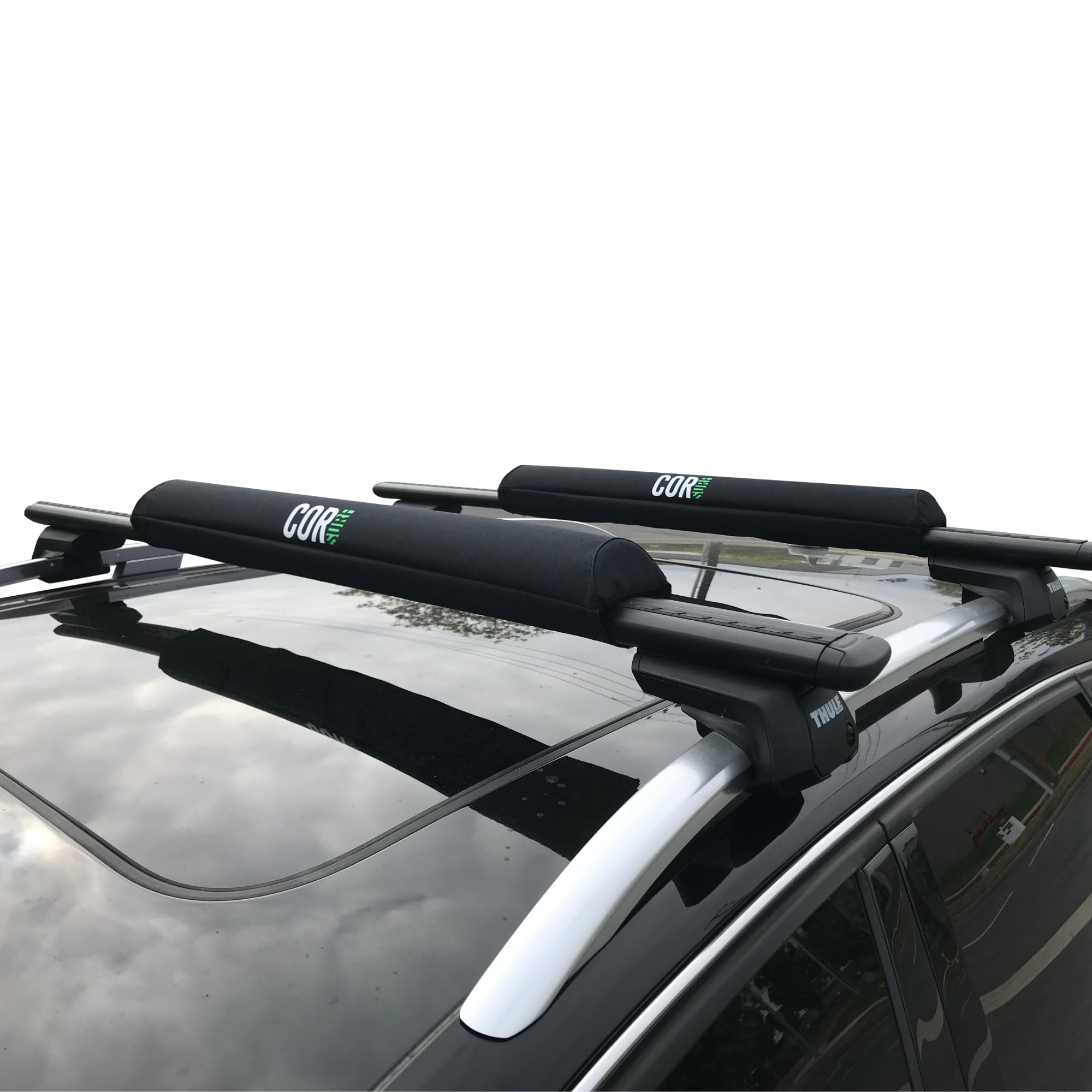 COR Surf Almohadillas para portaequipajes de Techo | Rack de Surf Kayak Sup [Par] 71cm - para Barras aerodinámicas Grandes (71 CM)