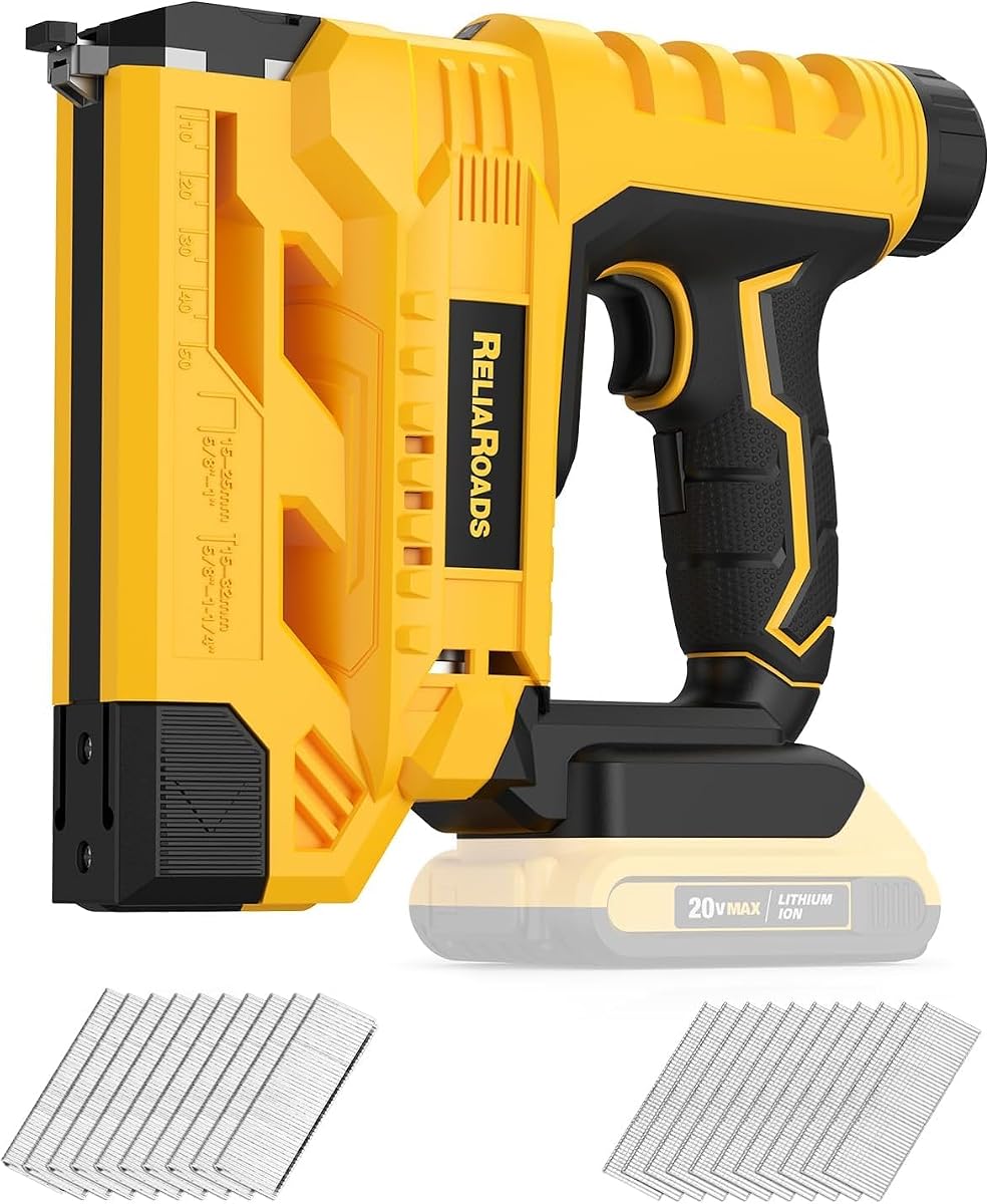 Clavadora Brad inalámbrica 2 en 1 de 18 GA y grapadora de corona de 1/4 para batería DeWALT 20 V MAX (solo herramienta) - Ligera, 1600 clavos/grapas incluidas para bricolaje, tapicería y renovación del hogar
