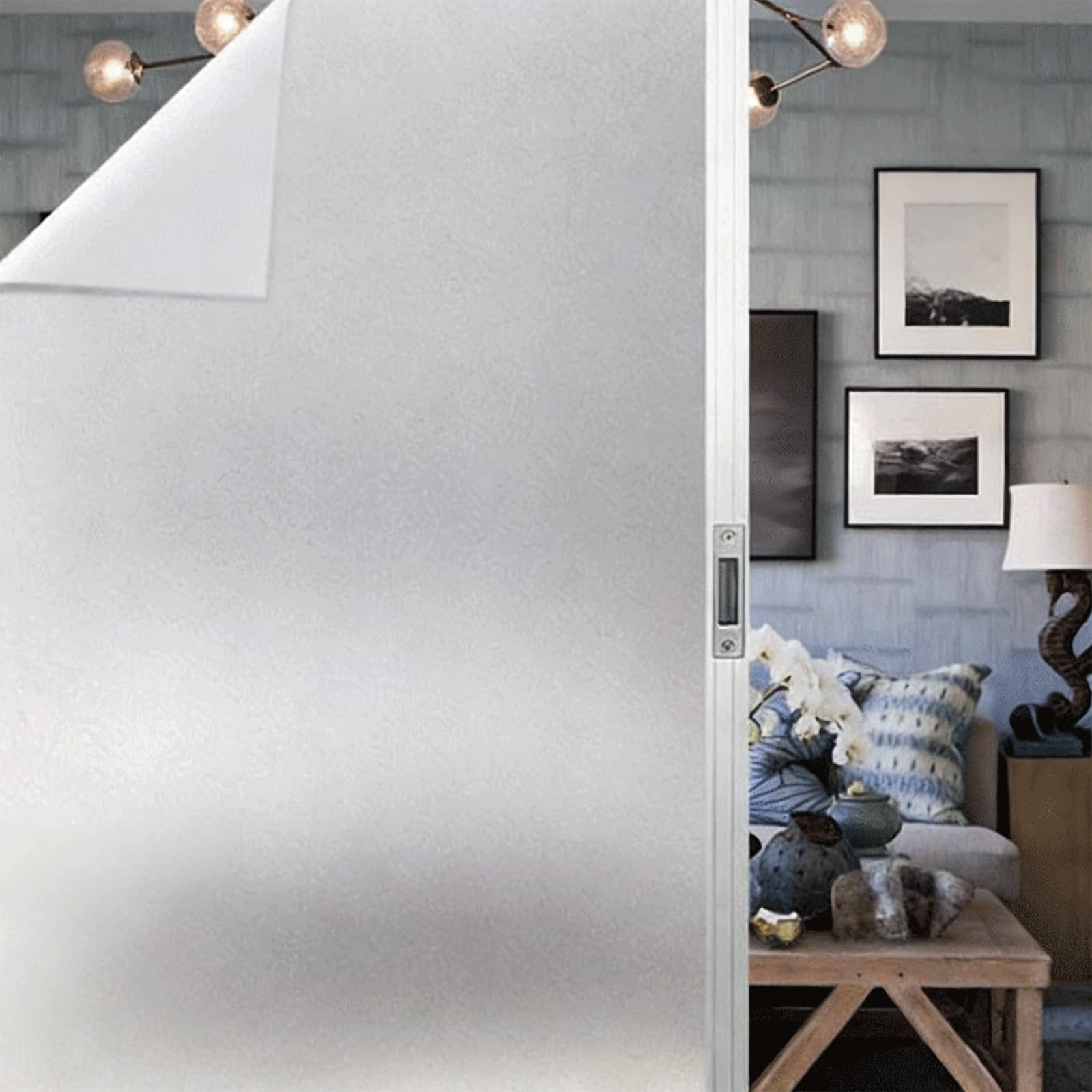 Pellicola per Finestre 150 x 500 cm Senza Colla Statica e con Controllo Privacy Termico Pellicola Smerigliata per Finestre Vetri per Ufficio, Sala di Riunione, Cafe, Opaco puro