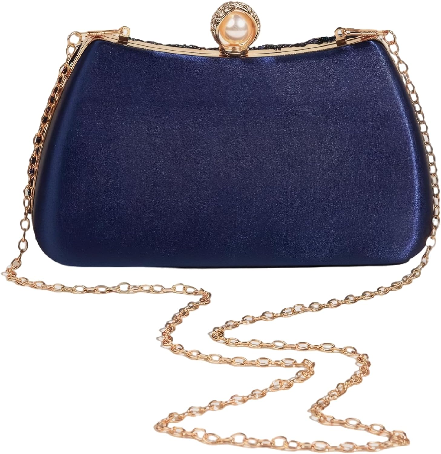 Women's Sequin Beaded Peacock Evening Clutch Purse Pearl Chain Vintage Handbag