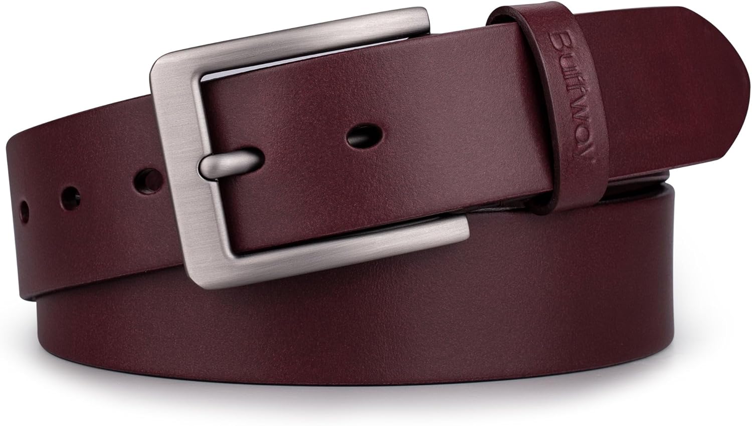 Buffway Men’s Full Grain Leather Belt – Solid One-Piece Leather, 1.5” Wide for Jeans & Business Casual, Gift Box Included