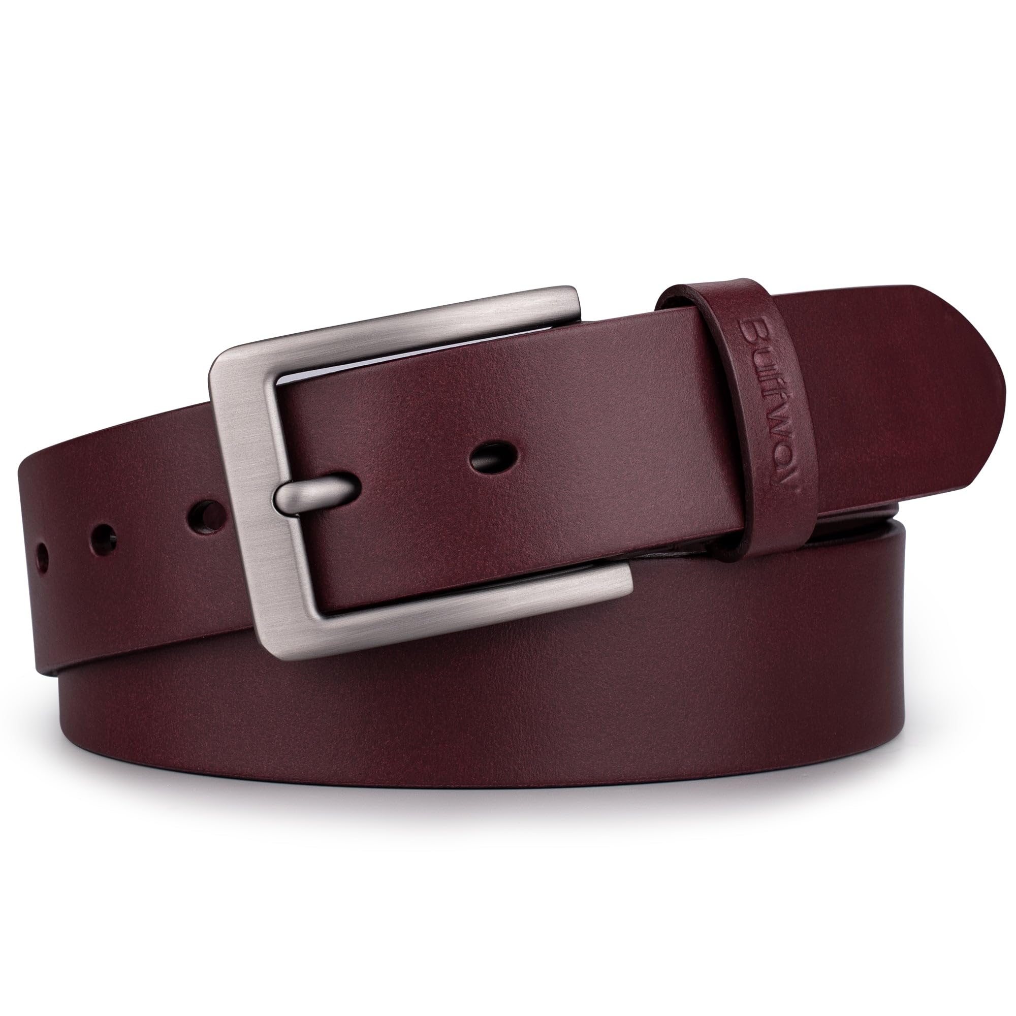 Buffway Leather Belt for Men - Durable Full Grain Men's Belt 1.5", Versatile for Daily Use, with Gift Box