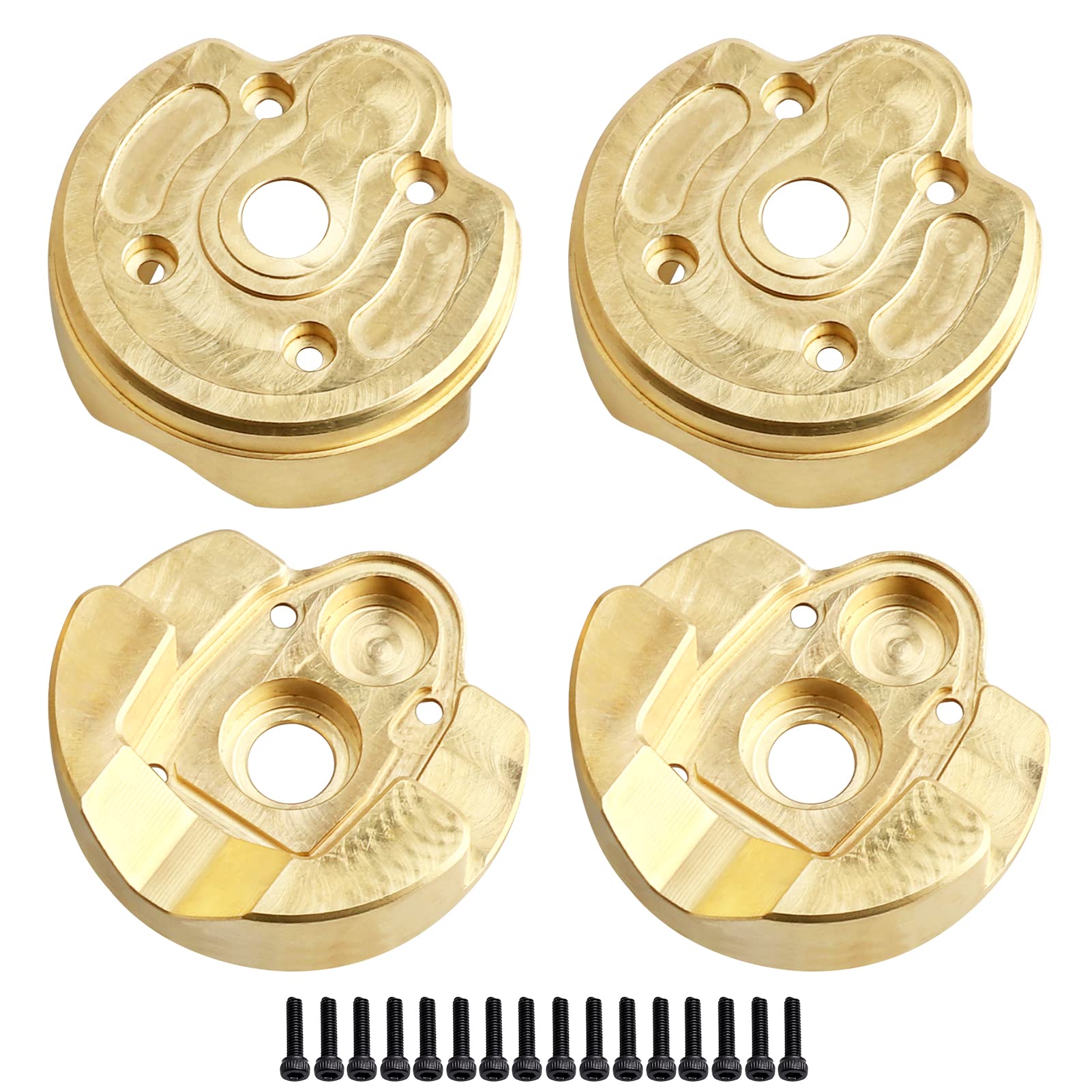 HobbyPark Brass Front and Rear Portal Weights Covers for Axial Capra 1.9 and SCX10 III Crawler Upgrades Parts, 4 Pieces (Gold)