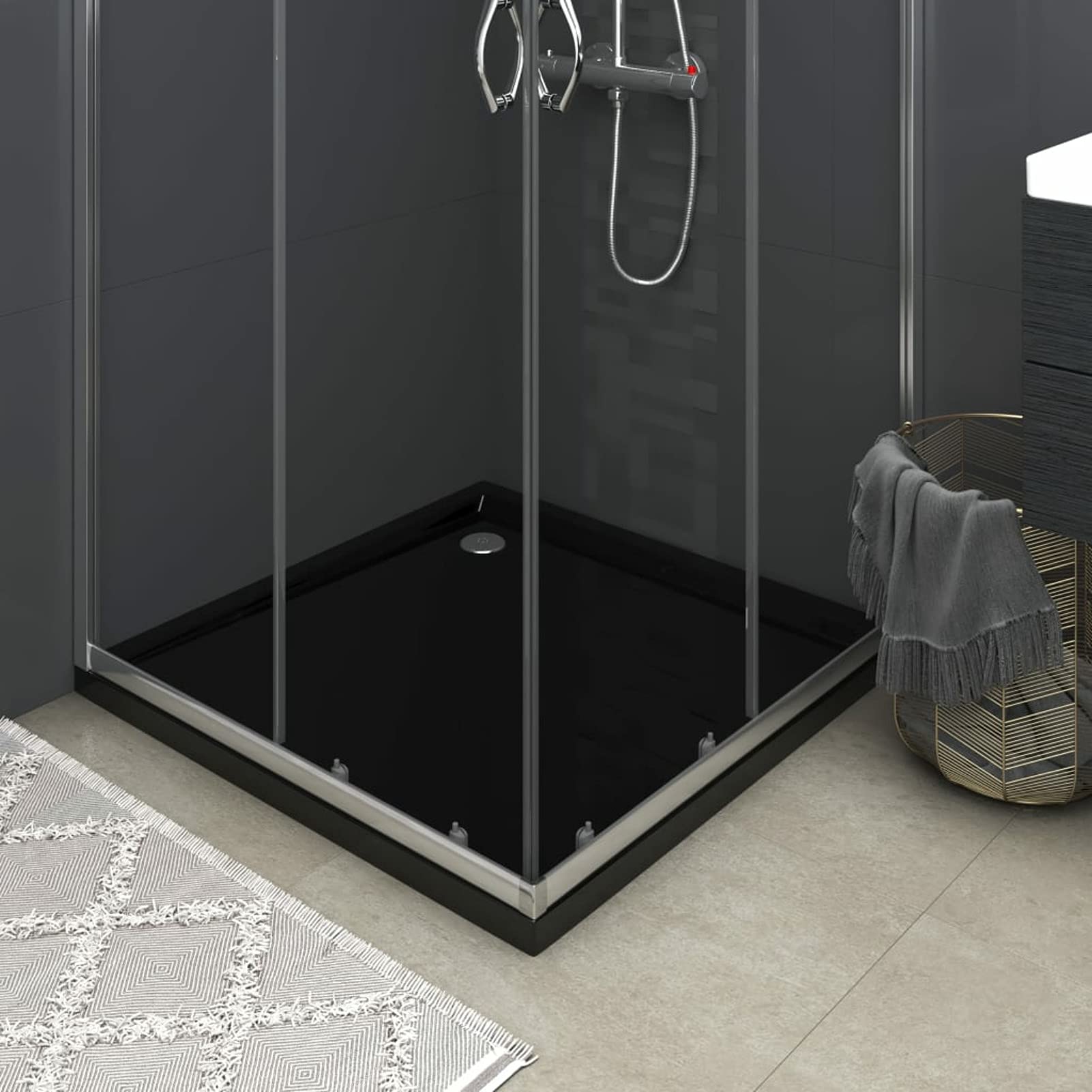 Plato de Ducha Cuadrado de ABS Negro 90x90 cm Platos De Ducha Y Mamparas Plato Duchas