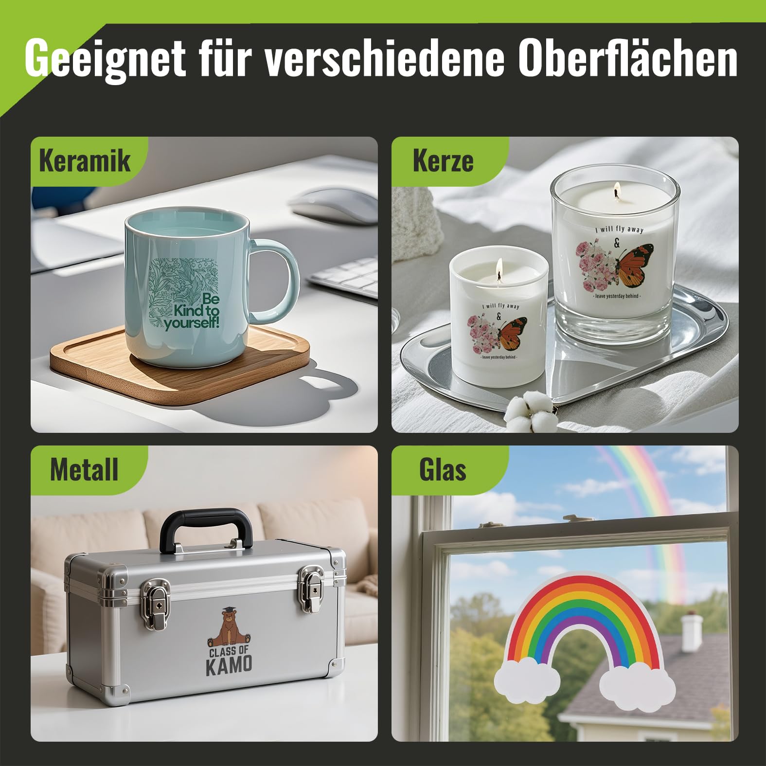 Kamo Wasserschiebefolie Transparent A4 für Laserdrucker – 20 Blätter Decalfolie für Keramik, Glas, Tassen, Kerzen, Kunststoff und Modellbau DIY Projekte