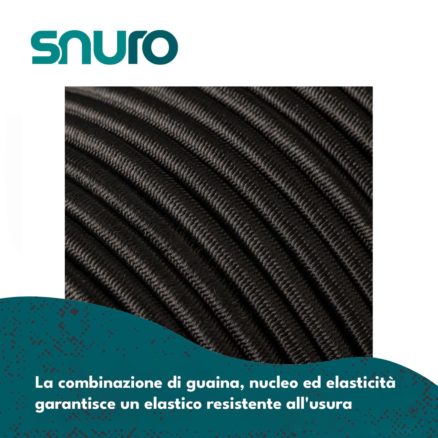Cuerda elástica redonda (8 mm, 50 m, negro) – Calidad profesional – Resistente a la intemperie y reutilizable – Fuerza de rotura 80 kg