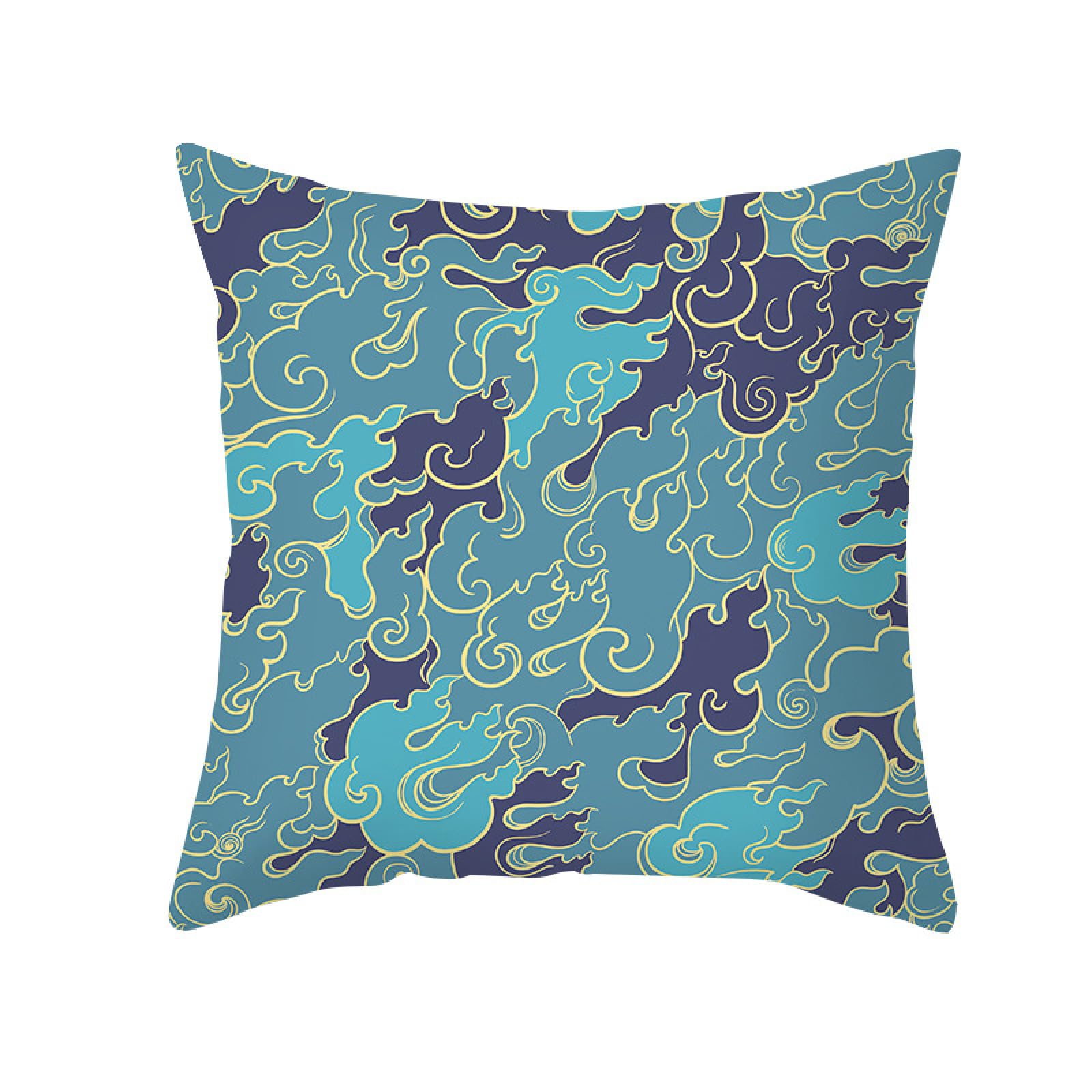 Cushion Covers Abstract Blue Cloud Pillow Cases Soft Linen Cushions with Covers Included Washable Sofa Cushions with Invisible Zip Pillowcase Breathable Pillow Cover 60x60 Cushion Cover 1 Pack