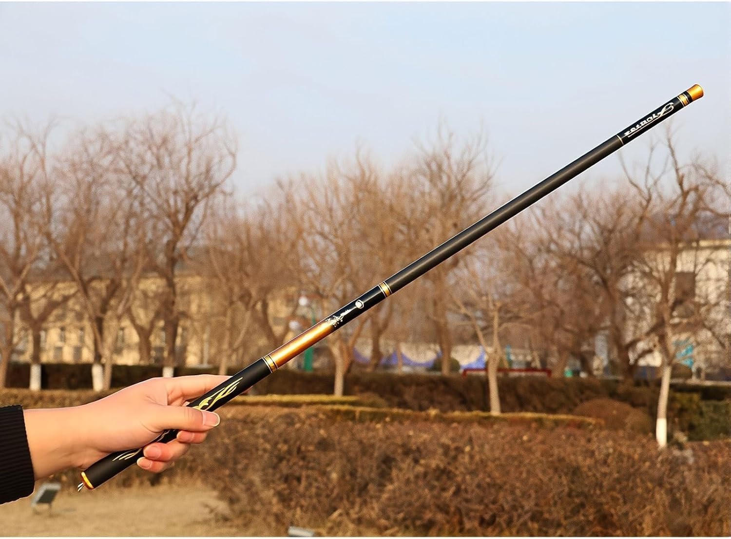 Canna da Pesca telescopica in Fibra di Carbonio Ultraleggera ed Extra-Rigida, canne da Pesca manuali da 2,7 m a 7,2 m fiumi, Laghi, bacini Artificiali, torrenti(4.5m)