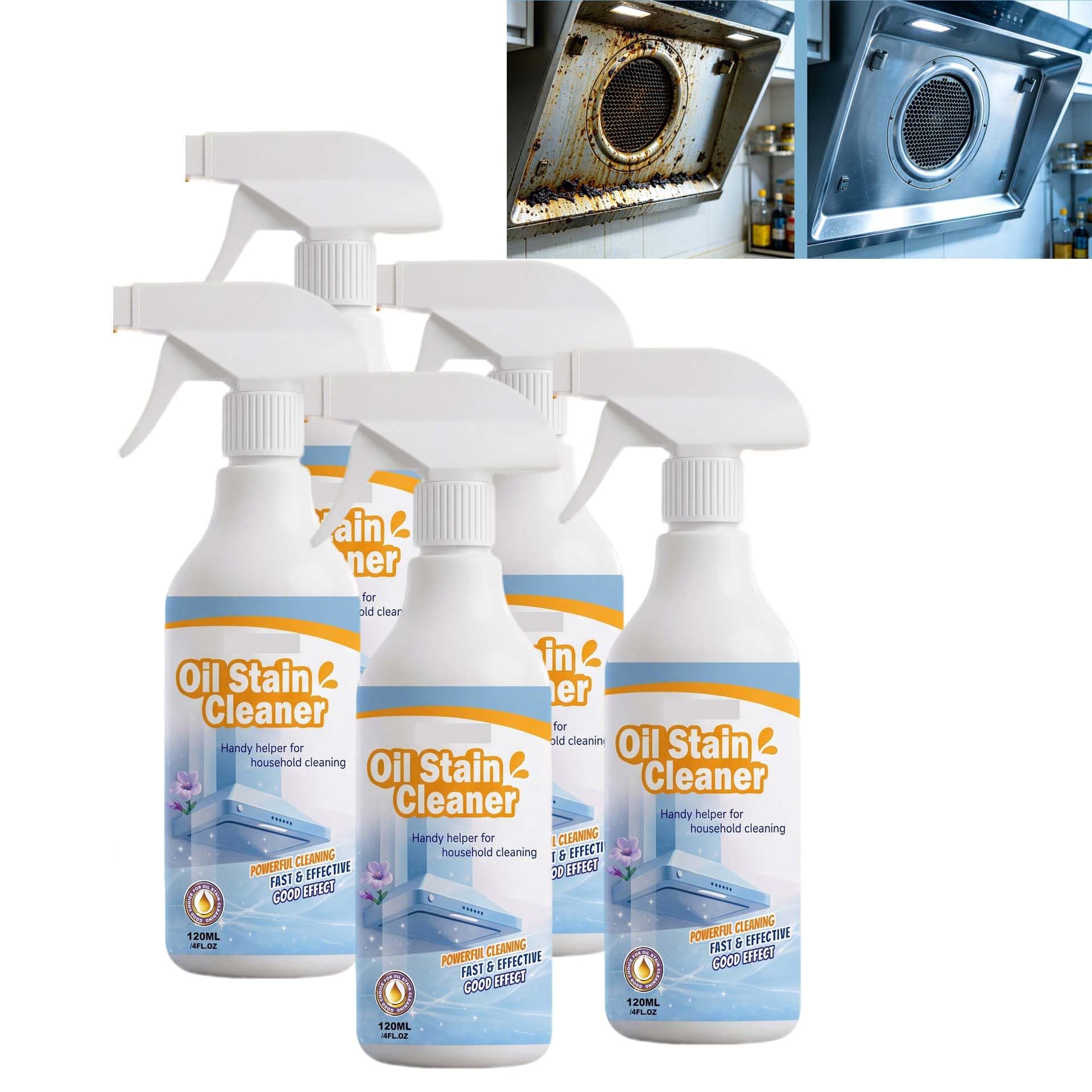 Küchenreiniger für verschiedene Oberflächen, geeignet hartnäckige Fette, schnell wirkendes Küchenentfettungsspray, Reiniger Entfernung von eingebrannten Speiseresten, Schaum-Entfettungsspray (5PCS)