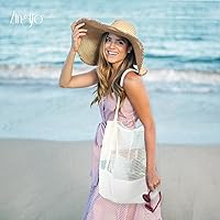 Vista 2 de Zingtto - Bolso de playa de malla de lona, bolso de hombro plegable para playa