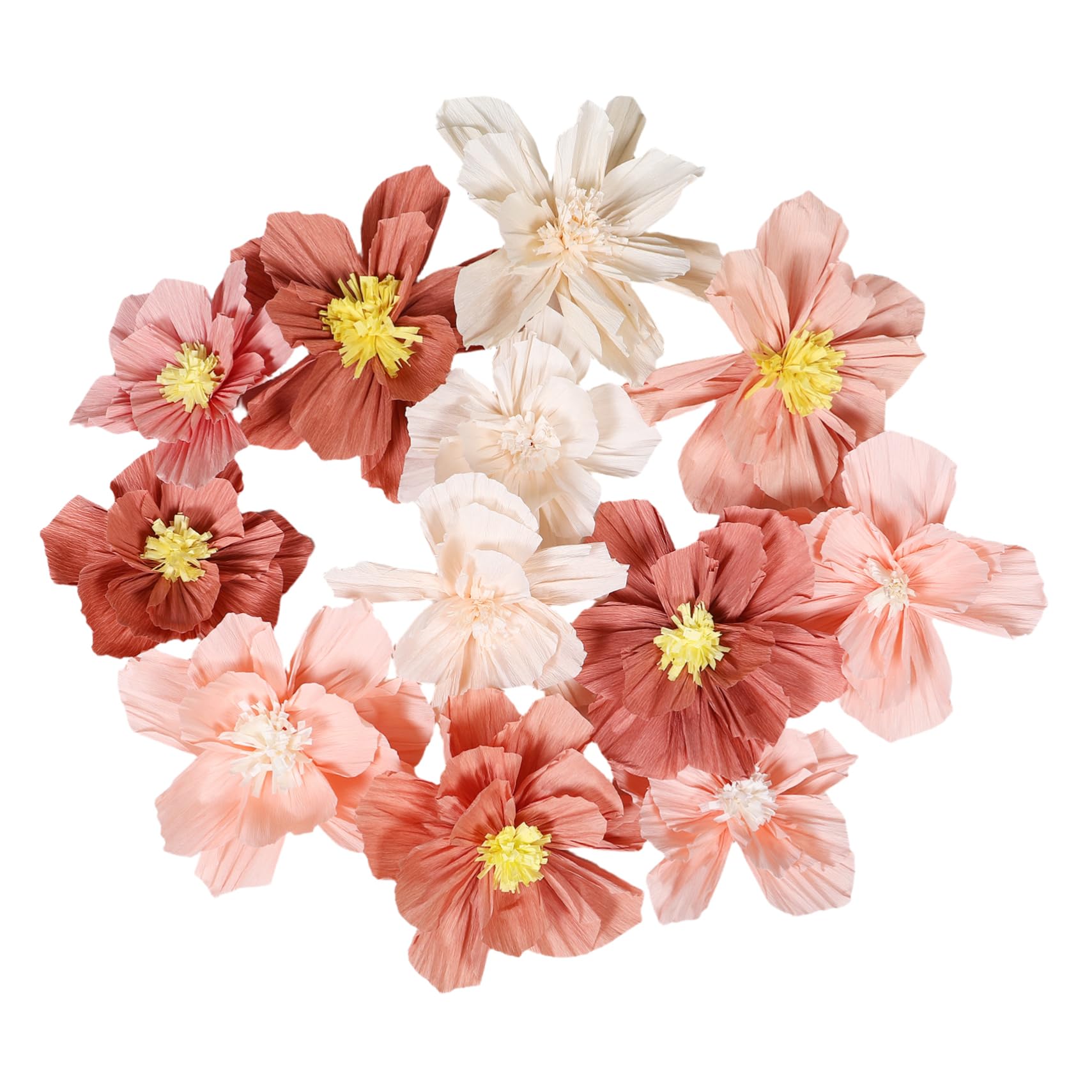 Fleurs en Papier Crépon 24 Pièces pour Décoration Murale 3D