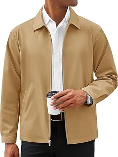 Runcati Mens Lightweight Jackets Casual Full Zip Windbreaker Golf Jacket