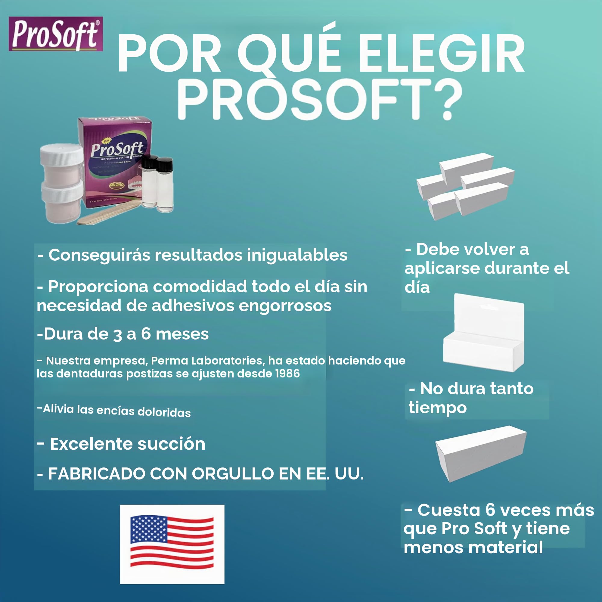 ProSoft - Reliner de prótesis dental, 2 placas de prótesis