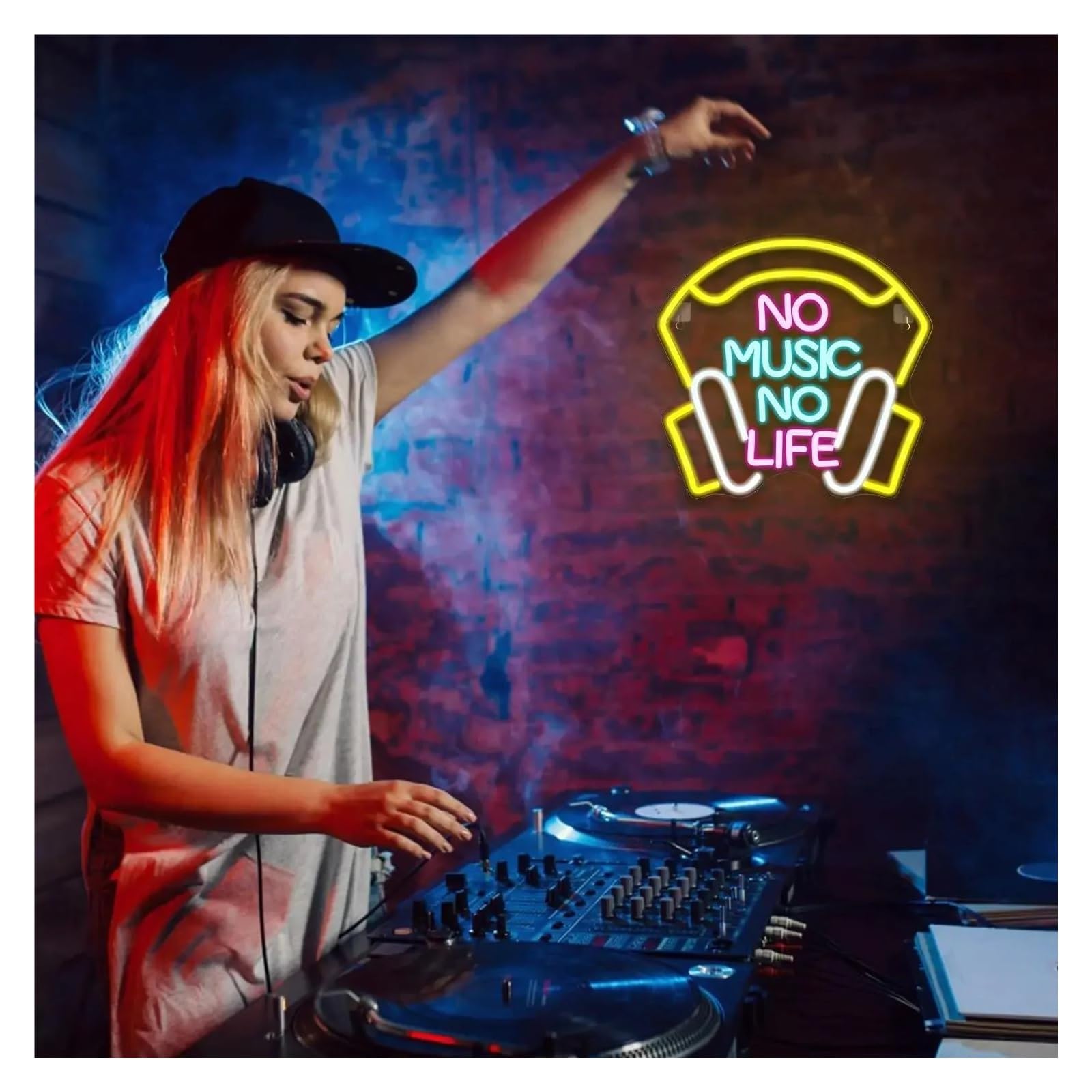 Luci al Neon Da Parete No Music No Life Insegna Al Neon Luce A LED Per Decorazioni Murali Alimentata Tramite USB Per Sala Musica Camera Da Letto Negozio Sala Giochi 34cm×32.5cm