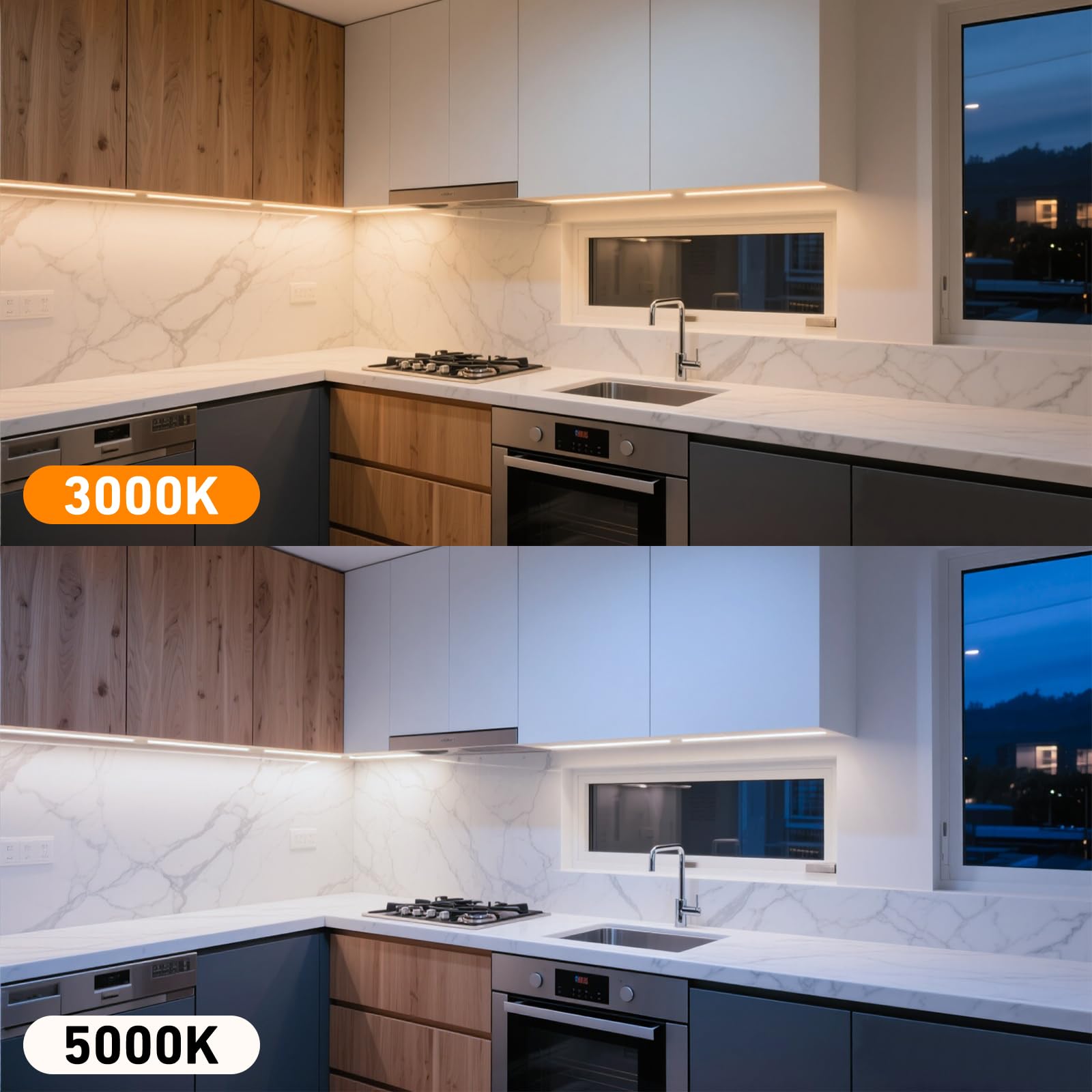 Enchufe de iluminación para debajo del gabinete 6 tiras de luz fina y brillante de 12 pulgadas. Luces regulables de 24 W para gabinete de cocina, sobre encimera, caja de herramientas
