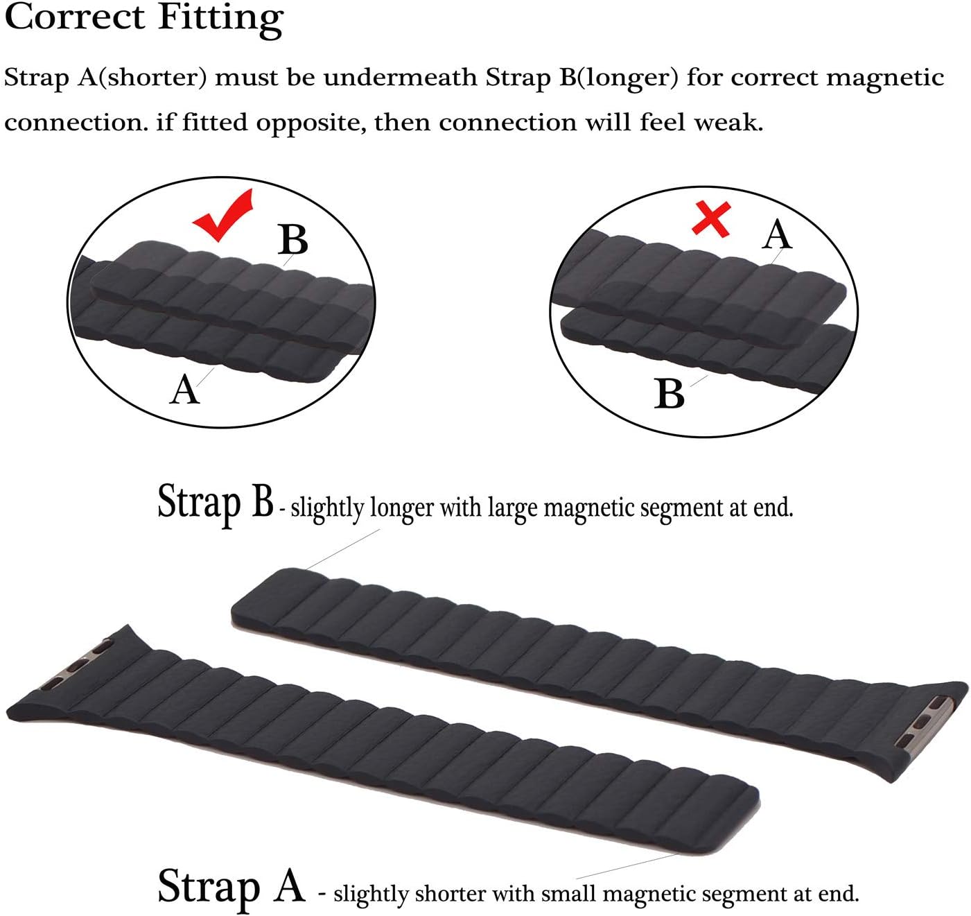 Gеt Pорulаr оƒƒеr VeryBet Unique Designed Leather Band Compatible for Apple Watch Series 7 45mm 44mm 42mm, Adjustable Loop Strap with Strong Magnetic Closure for iWatch Series 6-5-4-3-2-1 SE (Color Black&Blue)