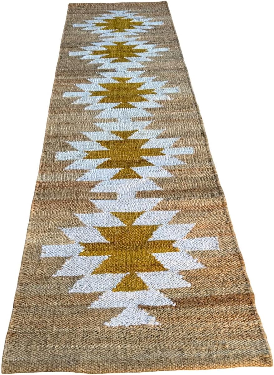 Hemp Jute Runner Bohemian Rustic Handwoven Natural Fiber Staircase Entryway Rug (4 x 12)