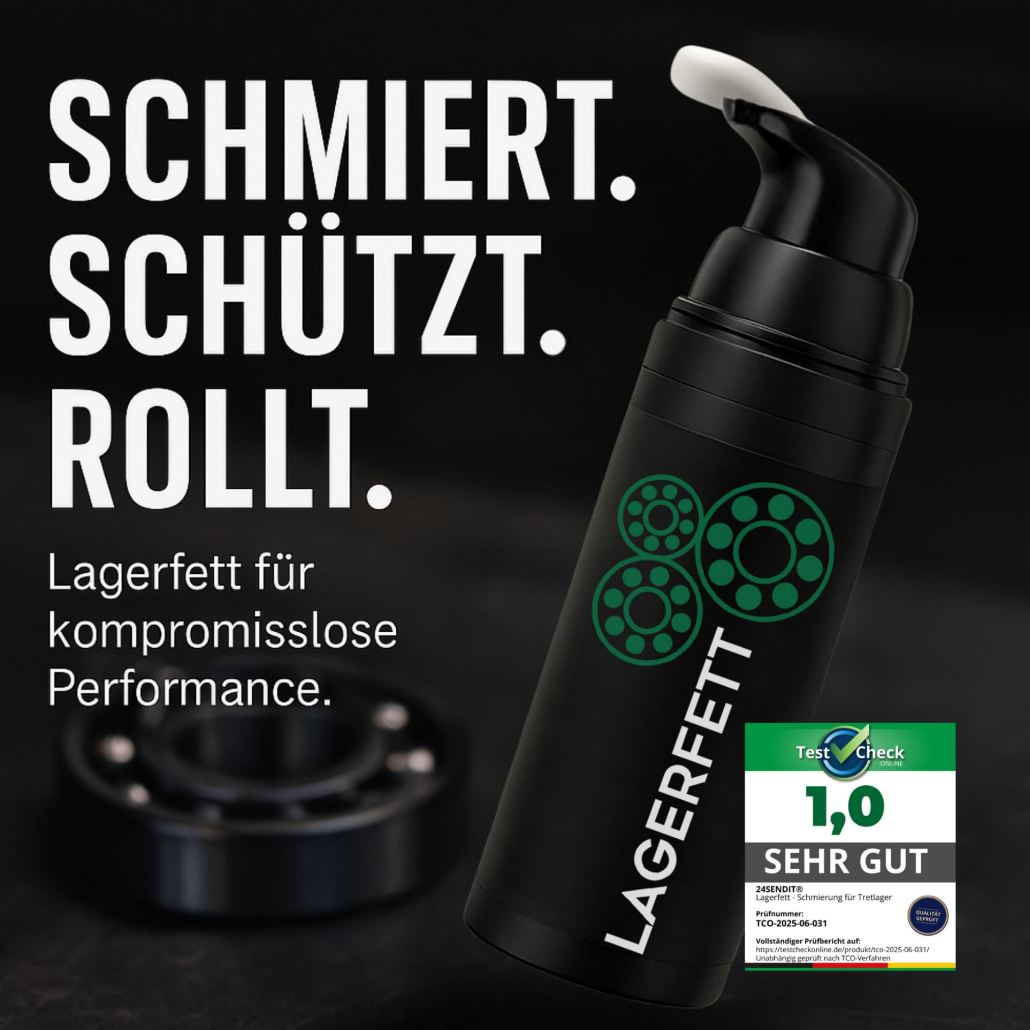 24SENDIT Fahrrad Lagerfett 100ml im Pumpspender, für alle Fahrradtypen | Fett einsetzbar für Achsen, Pedale, Lager & Steuersatz – für Citybike, Rennrad, MTB & Gravel