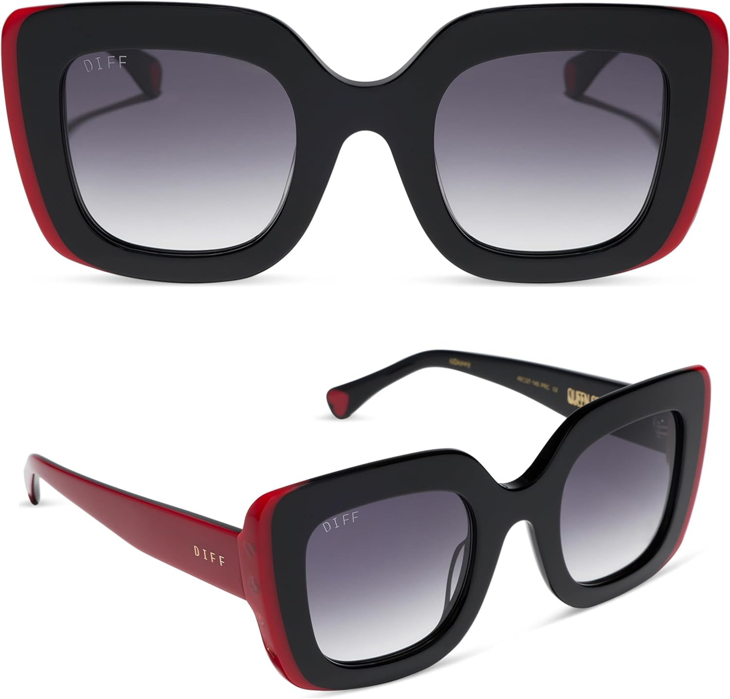 DIFF | Alice in Wonderland Queen of Hearts Square Sunglasses, Black