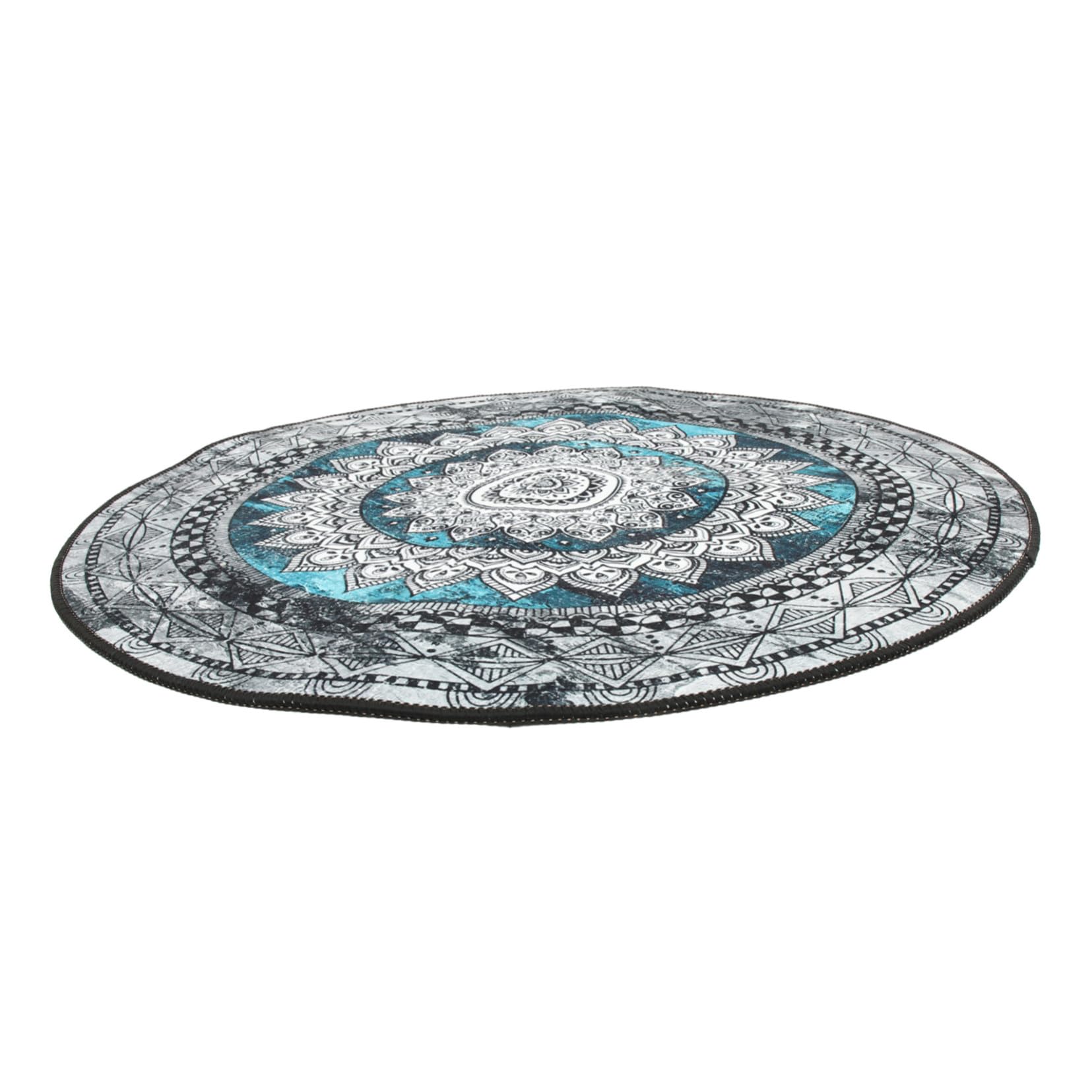 Tapis rond mandala velours cristal 80 cm antidérapant salon chambre bohème