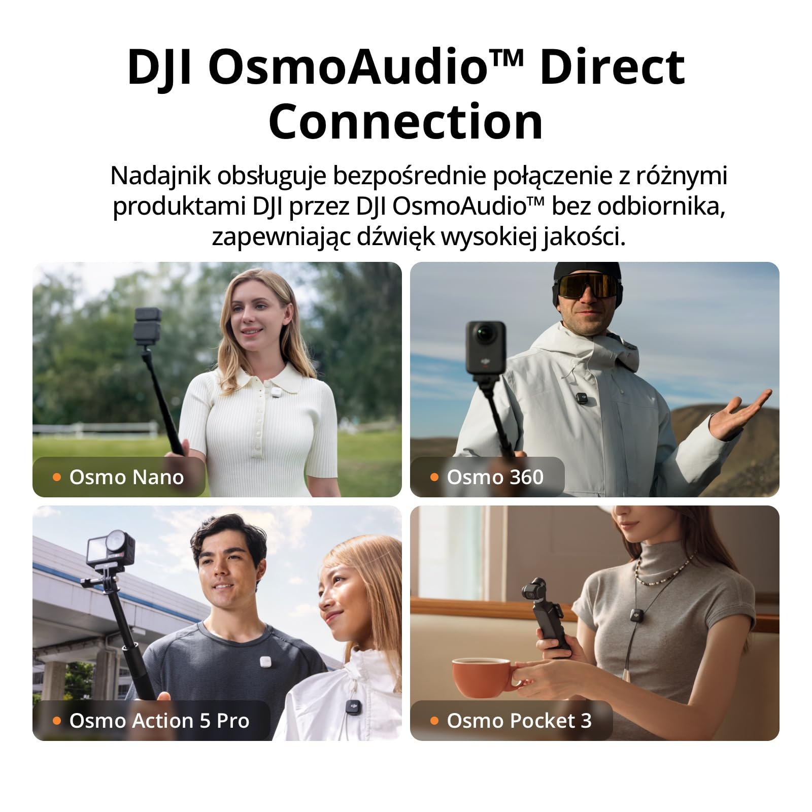 DJI Nadajnik Mic 2 (Pearl White), bezprzewodowy mikrofon z inteligentną redukcją szumów, 14-godzinne nagrywanie wewnętrzne, bateria 6-godzinna, mocowanie magnetyczne, mikrofon Bluetooth, YouTube,