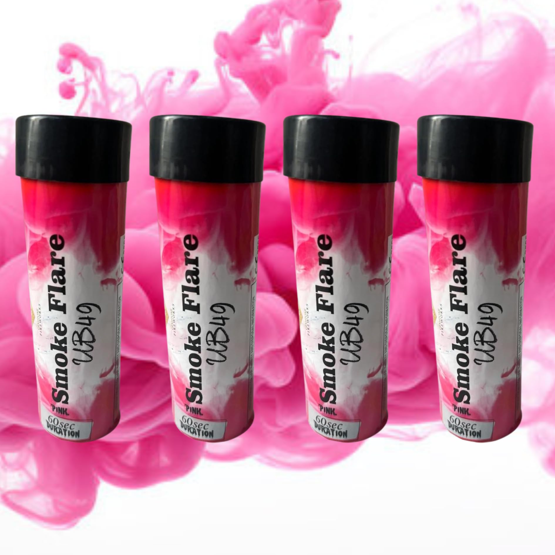 4 Mix Smoke Flares 60 seconds perfect for wedding birthday or any other occasion pull ring ignition (pink)