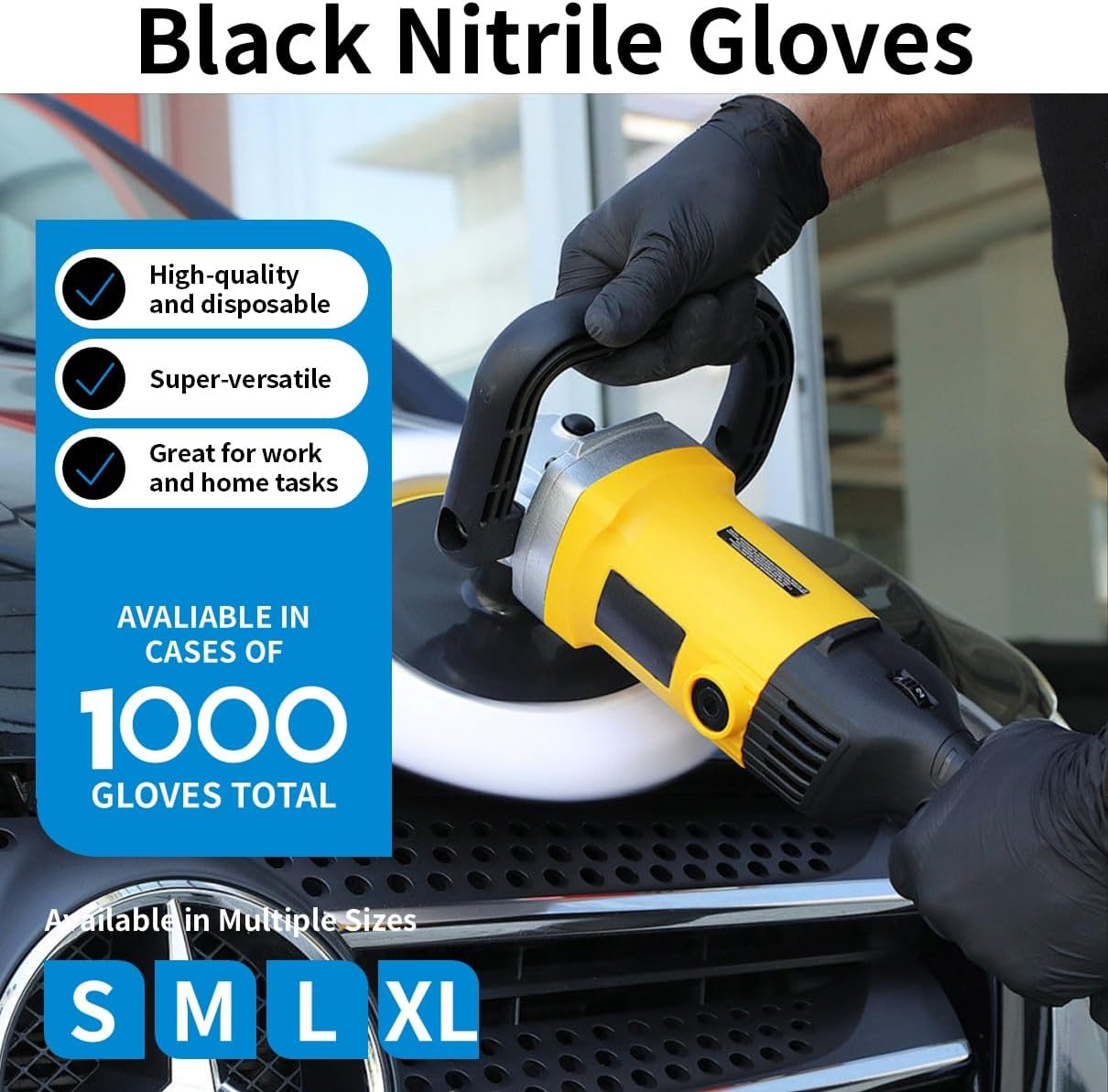 HEAVY DUTY 5 Mil Nitrile Black Gloves Disposable Latex Free Rubber Cleaning Mechanic Food Prep Tattoo Gloves 1000PCs - Image 2
