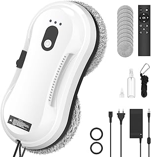 IERAKOR Fensterputzroboter Kabellos, Elektrischer Fensterputzer mit Automatischer Wassersprühfunktion, Fernbedienung & UPS-Schutz, Intelligente Navigation, Kantenerkennung inkl. 10 Mikrofaser-Pads