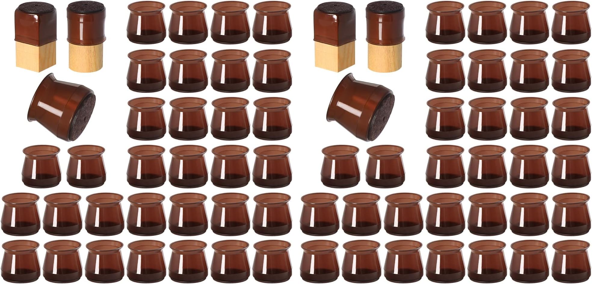 32 Pcs Silicone Chair Leg Floor Protectors for Hardwood Floors, Brown Felt Bottom Chair Leg Covers, Free Moving Table Leg Covers, Stool Leg Protectors Caps（Large fit : 1.3'' - 2''） (Pack of 2)