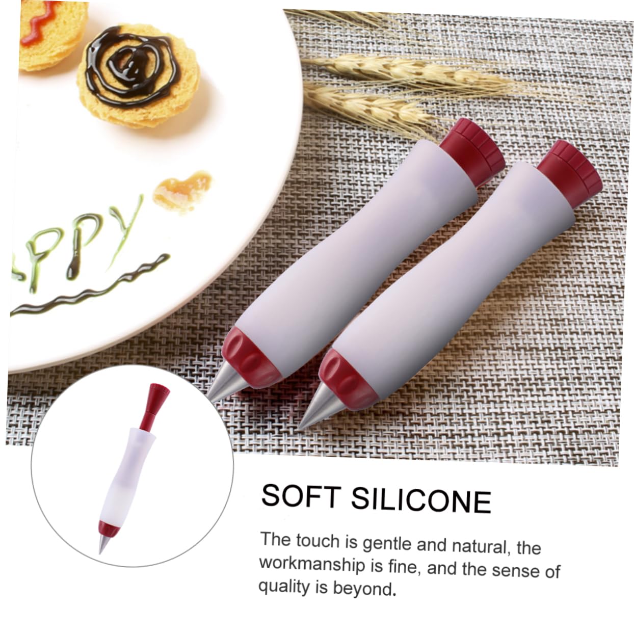 Alipis 4 Pièces Feutre Crème Outils De Fondant Artisanat Cookie Outils D'écriture De Gâteaux Outil à Gâteau Moule à Gâteau Fromage Trousse Épingles Étagère Stylo Chocolat Gel De Silice