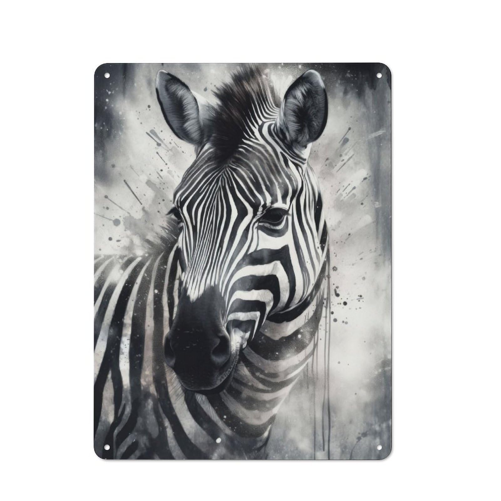 Junmoney Zebra Portrait Tin Sign 40X30cm With For Workshop Wall, Vintage Decor, For Metal Sign Collectors, For Garage And Workshop Walls