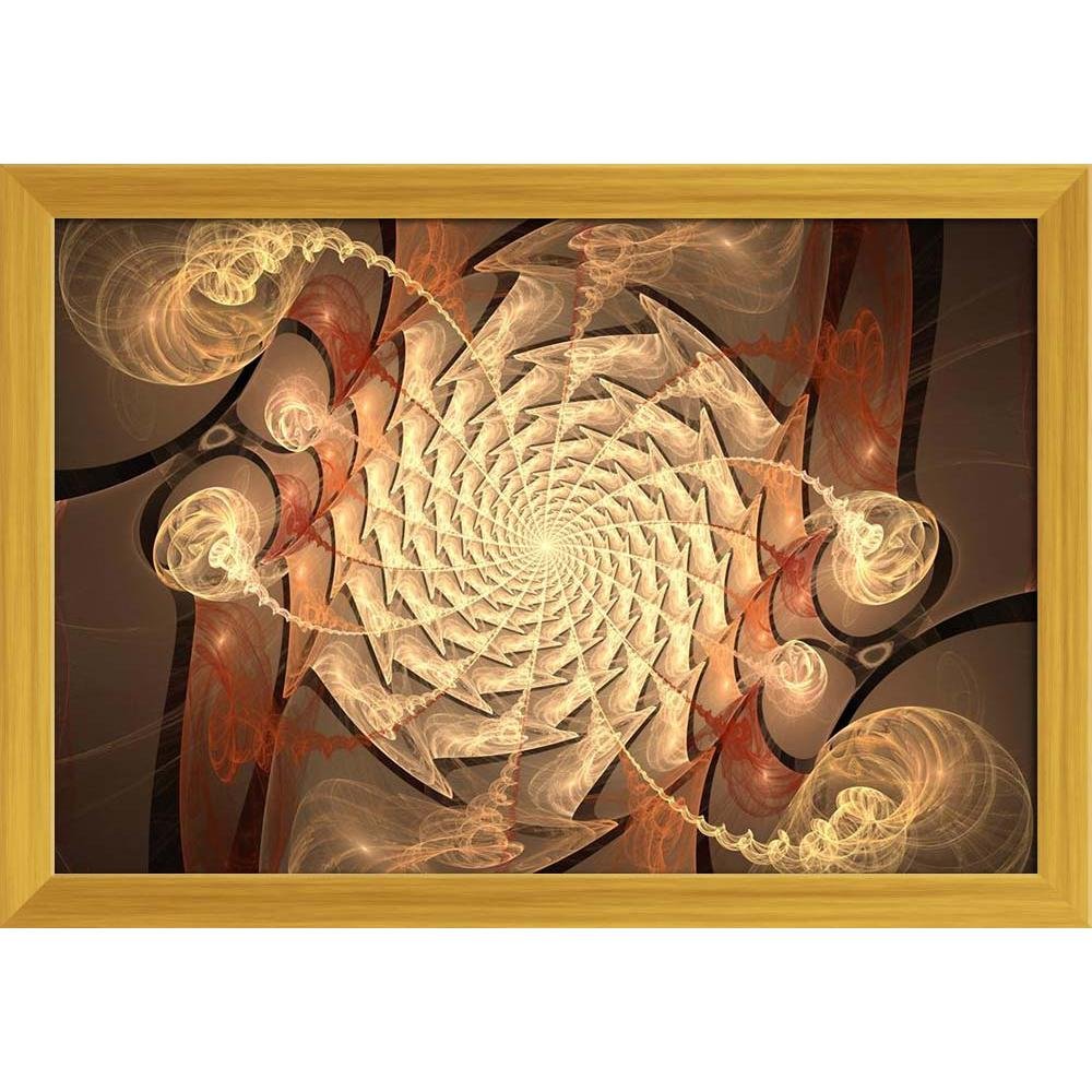 Artzfolio Time Tunnel Abstract Science Fiction Flame Canvas Painting Golden Wood Frame 23 X 16Inch
