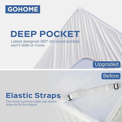 Miniatura 5 de Cubrecolchón de espuma viscoelástica refrescante con infusión de gel con funda de seda de hielo transpirable, protector de colchón suave,