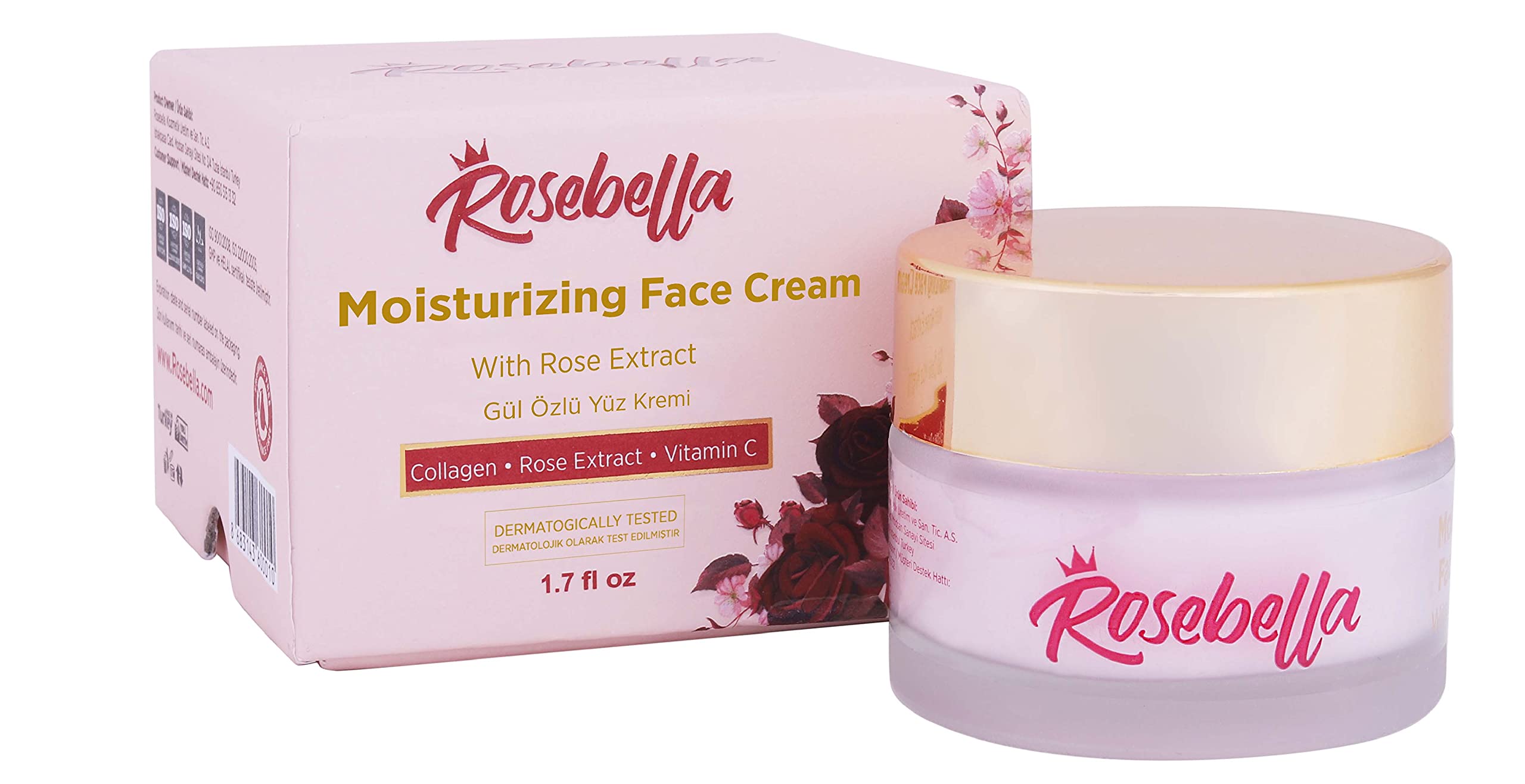 Rose Extract Face Cream 1.69 fl oz (50 ml) - Moisturizing Face Cream - For All SkinTypes - Nourishing Effect With Extracts From Real Rose - With Collagen and Vitamin C