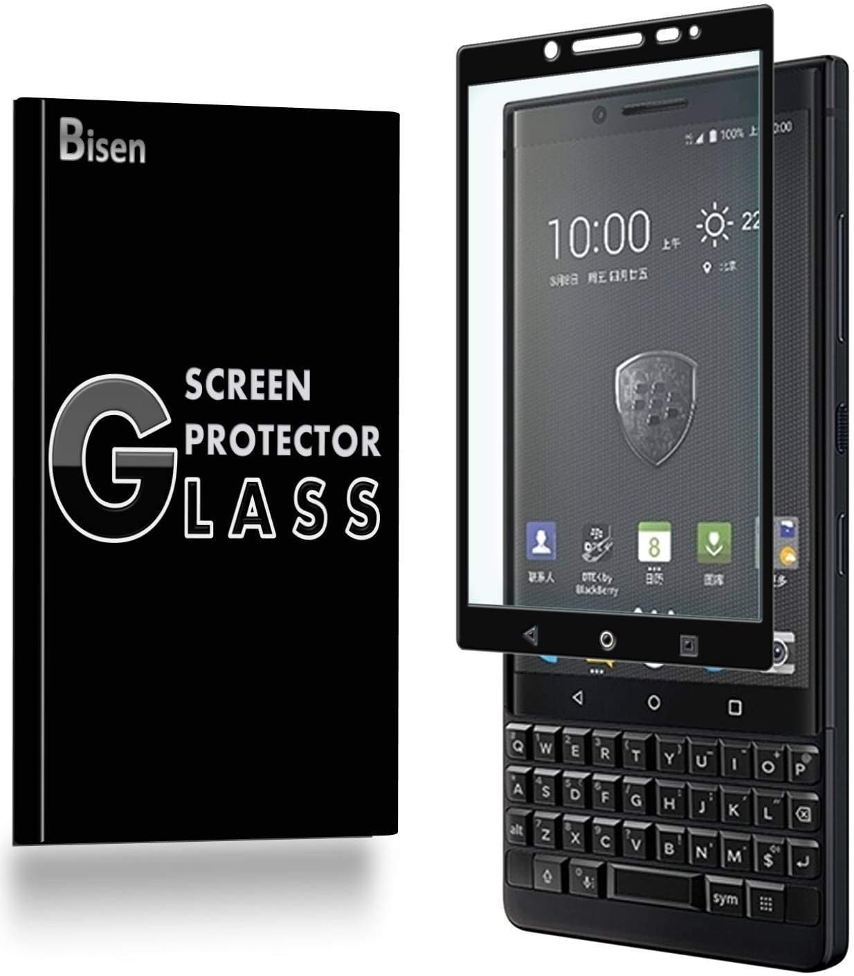 [2-Pack BISEN] BlackBerry KEY2 Tempered Glass Screen Protector [Full Coverage], Edge-to-Edge Protect, Anti-Fingerprint, Anti-Bubble, Lifetime Protection