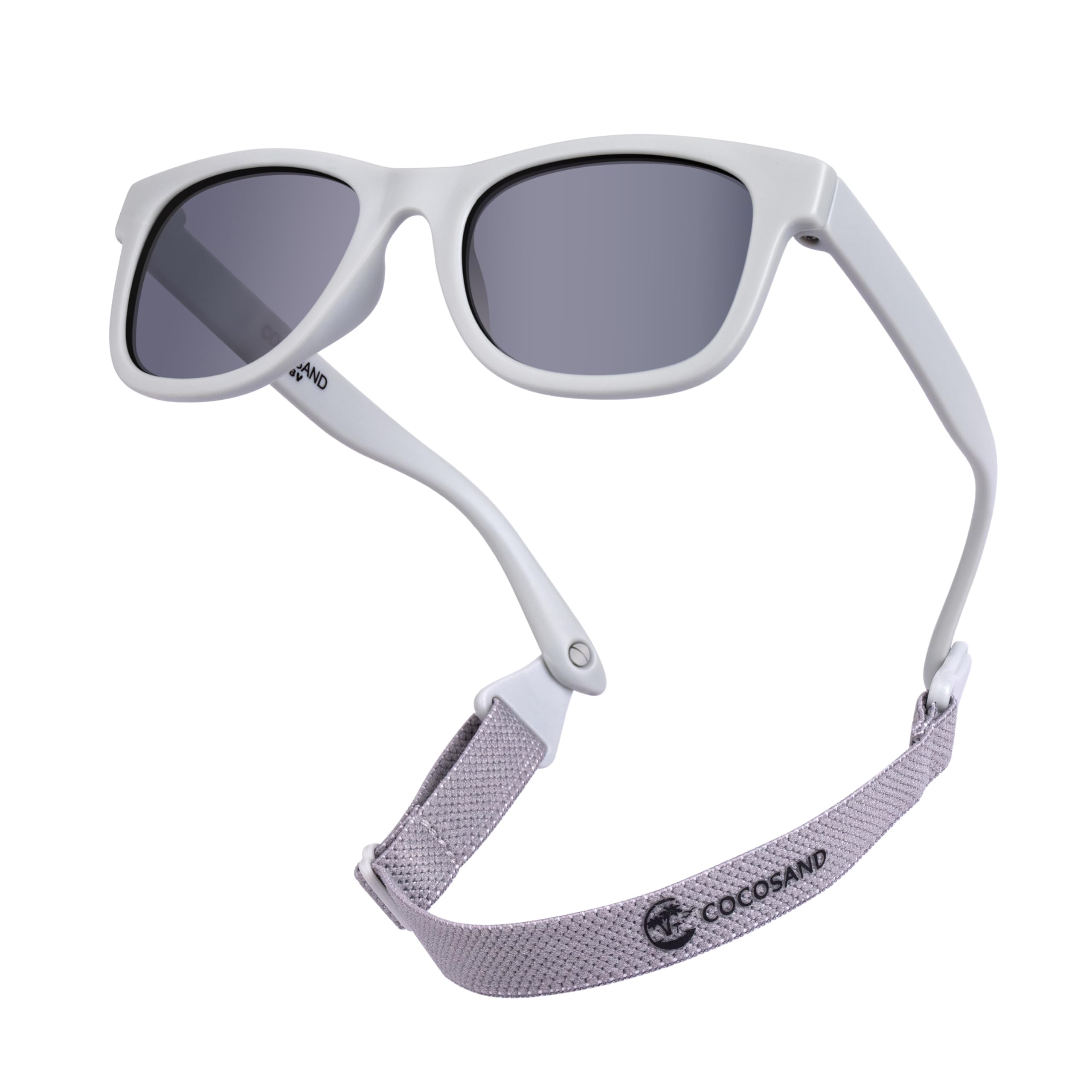 Flexible Polarized Baby Sunglasses with Strap | UV Protection, Bendable, For Toddler Infant Newborn Girl Boy, Age 0-24 Months TPE Grey