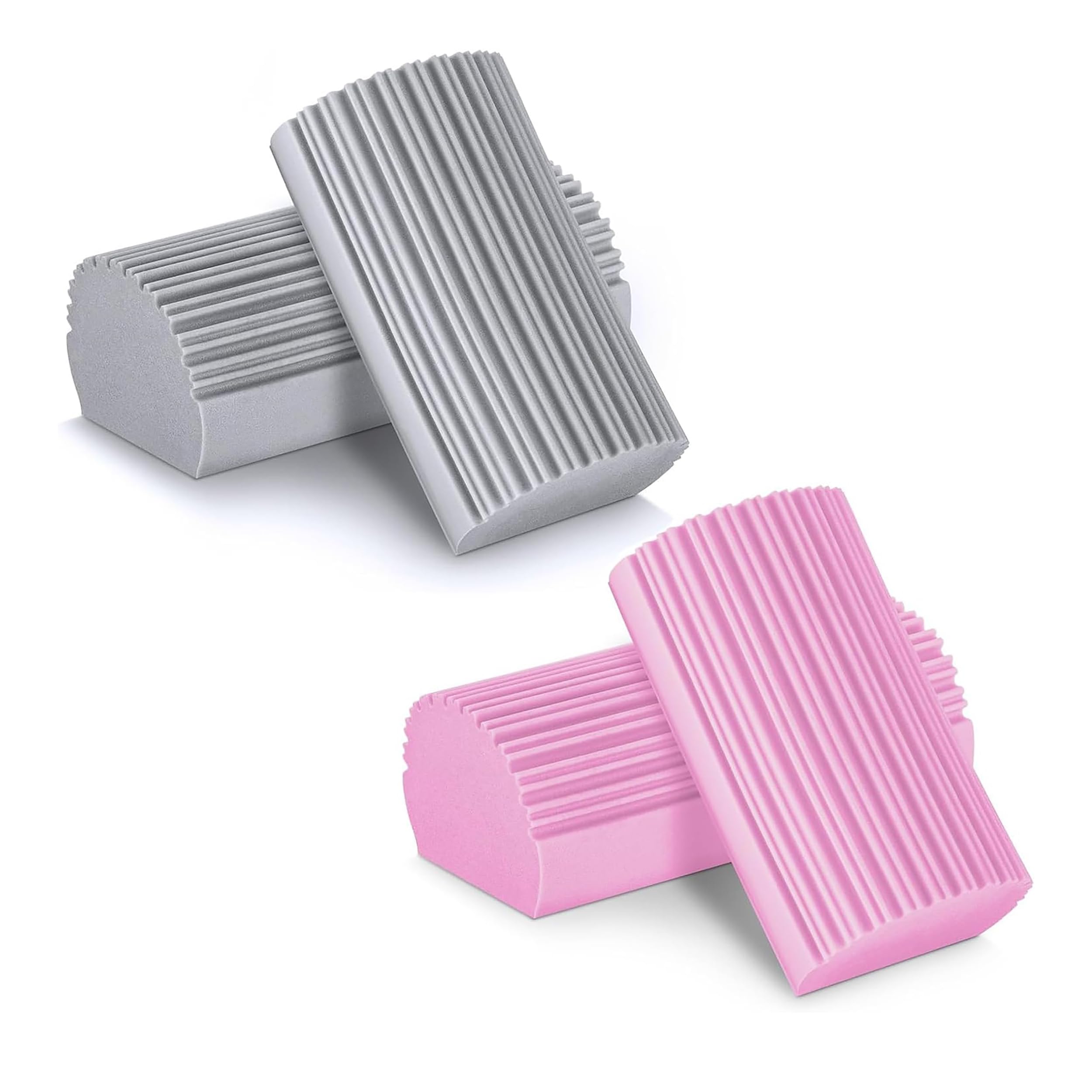 MJRlrifa 4pcs Sponge Duster Wet Duster God's Dust Cleaning Sponge Reusable cleaning sponge duster for baseboards, vents, rails, insulators, fans, (Pink Grey)