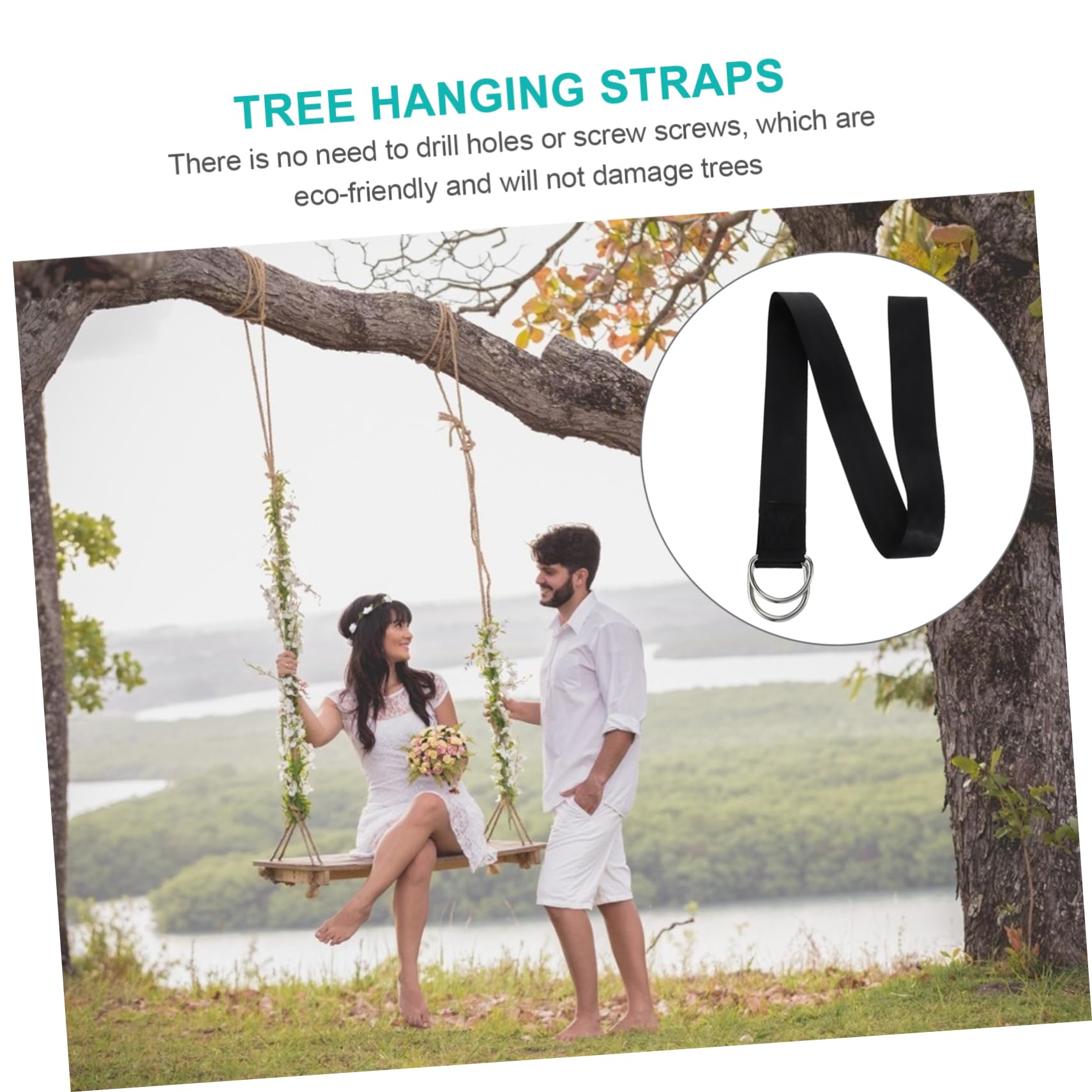 BESPORTBLE 1 Set Durable Hammock Straps High Strength Black with Safety Buckles for Outdoor Swing and Camping Use Easy Installation Load Bearing Capacity