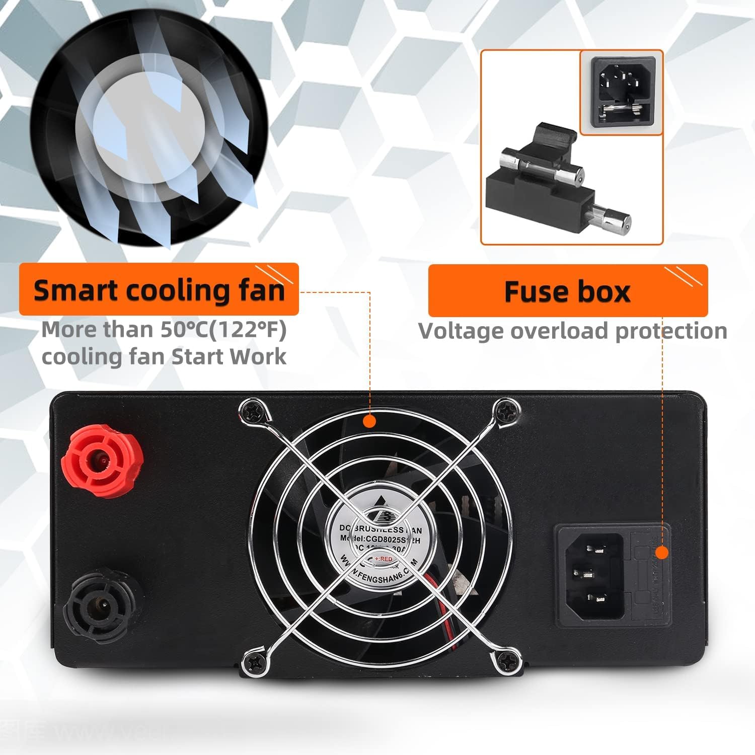 Alimentatore da Banco DC Regolabile, con Manopola Encoder Digitale ad Alta Precisione, Commutazione Automatica CV/CC, Interruttore di Sicurezza per Test Elettronici,Black-15V-60A