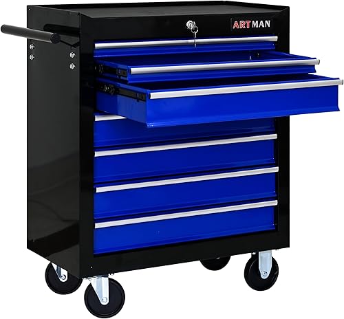 Miniatura 23 de Carro de herramientas de 4 cajones con ruedas, multifuncional, almacenamiento de herramientas, cajones, herramienta rodante, organizador