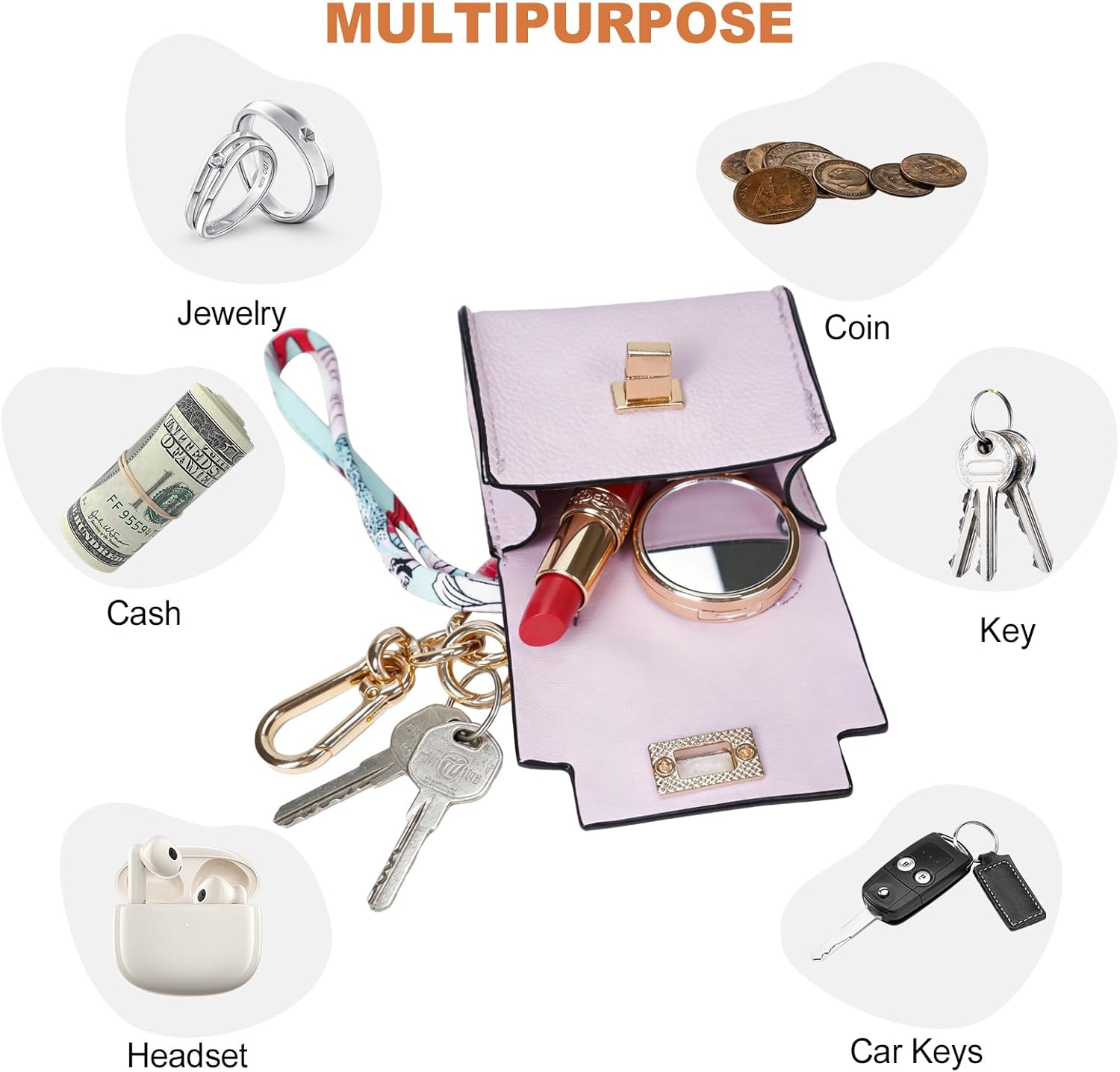 Mini Backpack Keychain, Leather Small Coin Purse for Women, Cute Hand Bag Charms with Key Holder & Twist-lock (Purple) - Image 4