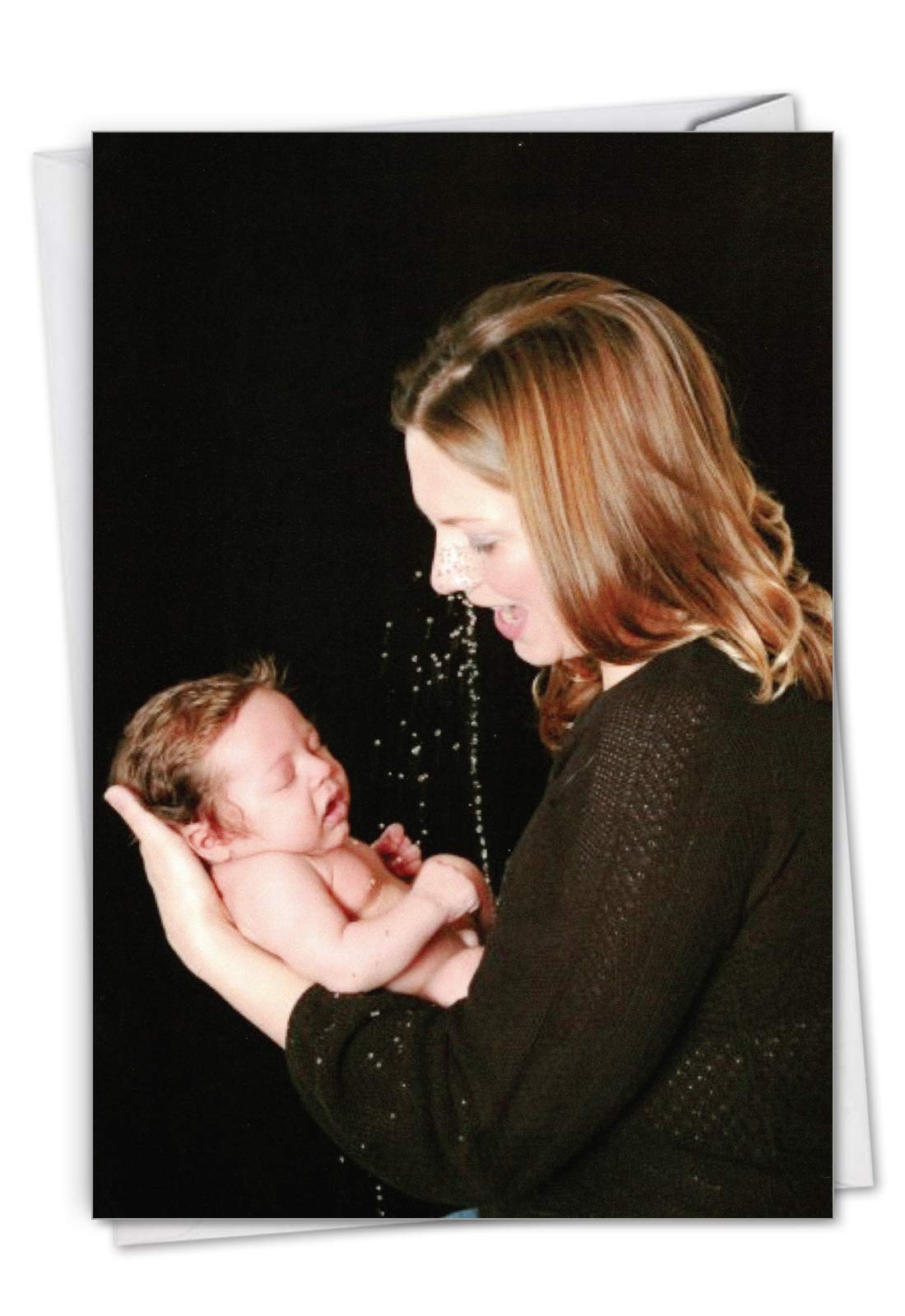 NobleWorks, Little Squirt - Funny New Baby Boy Card with Envelope - Newborn Child, New Parents Congrats Greeting C7330BBG