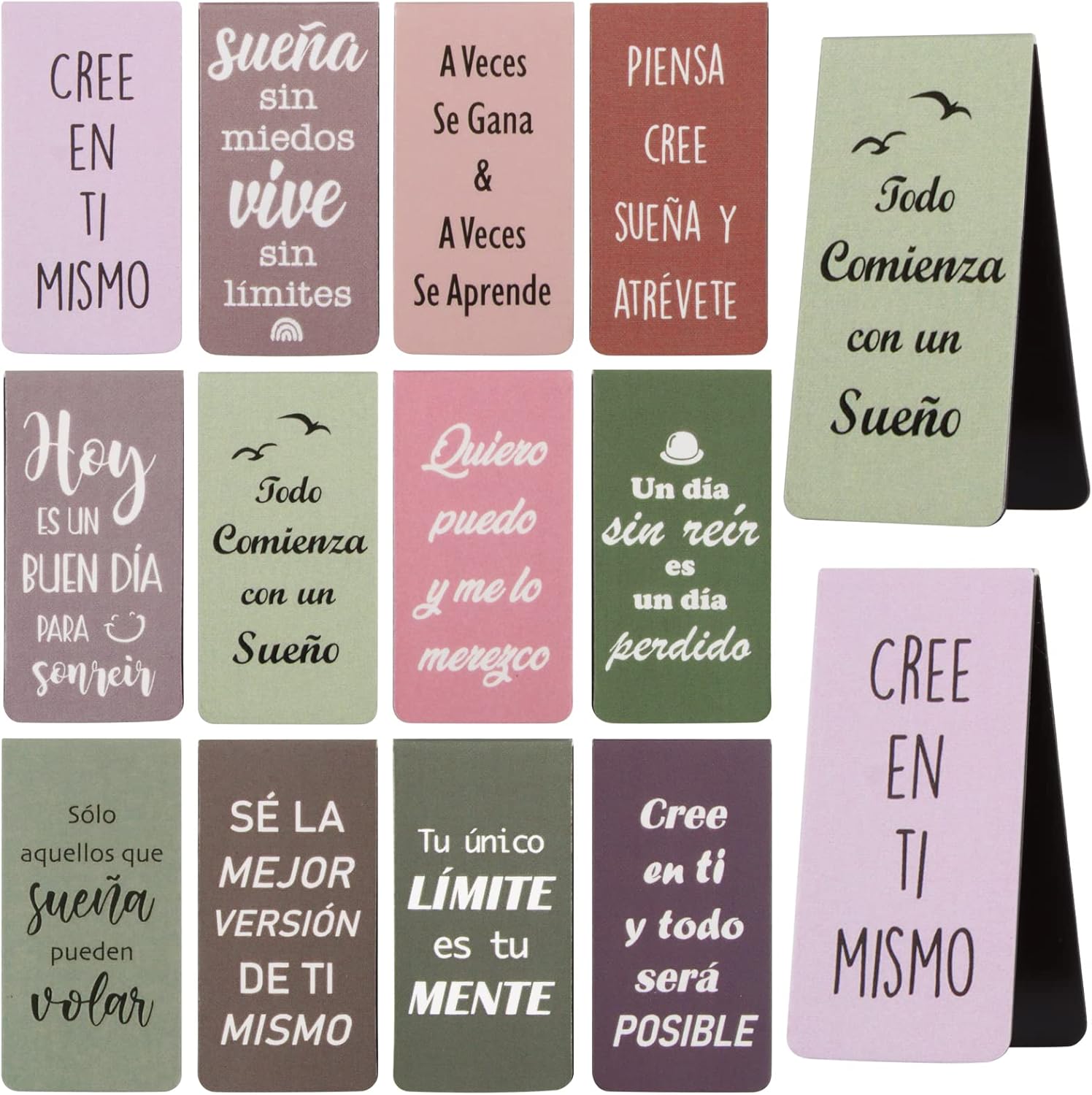 12pcs Marcapáginas Magnético Inspiradoras en Español Marcadores de Libros Marcapáginas Clip de Página para Suministros Regalos Cumpleaños Niños Alumnos