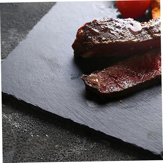Plato rectangular de piedra negra 30x10 cm para servir bistec y sushi miniatura 9